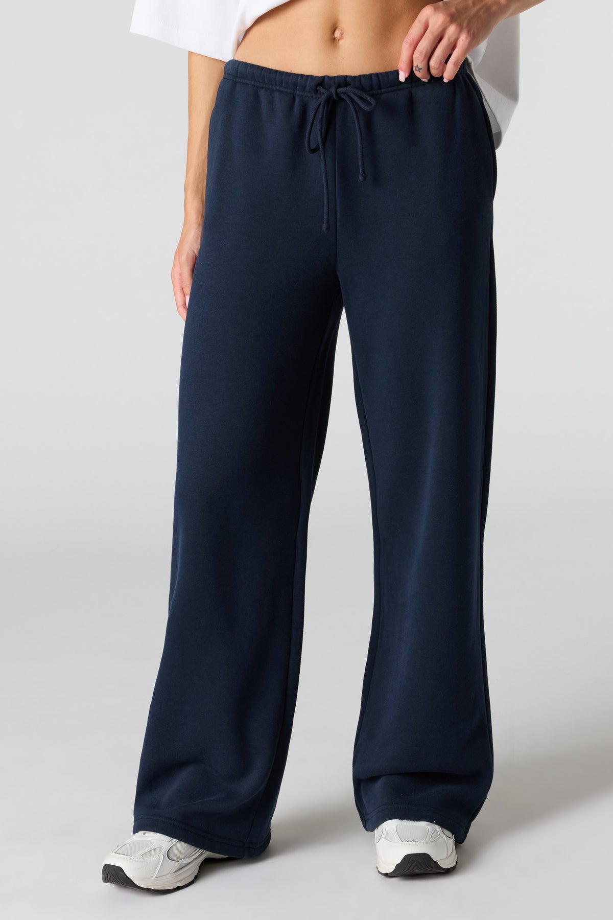 Alt View 2. Luxe Fleece Wide Leg Sweatpant - Dark Blue