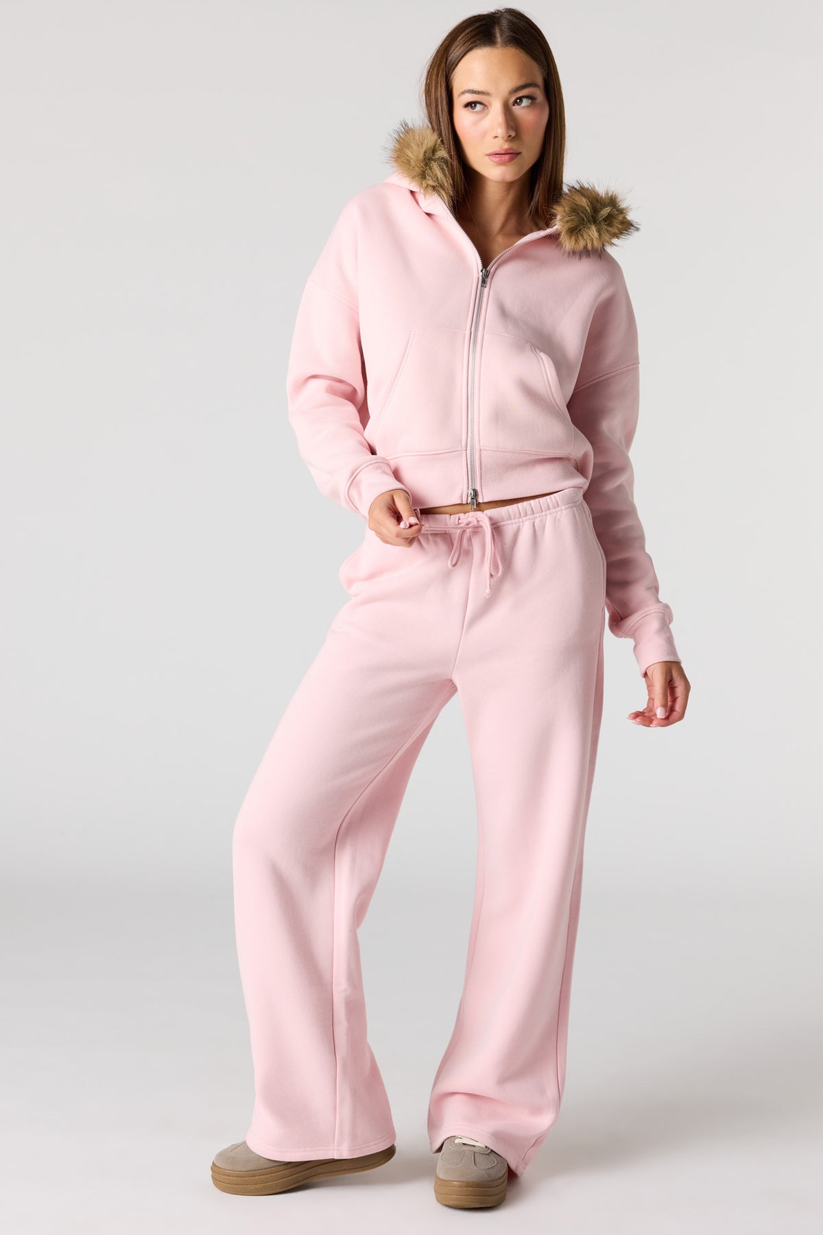 Alt View 5. Luxe Fleece Wide Leg Sweatpant - Burgundy