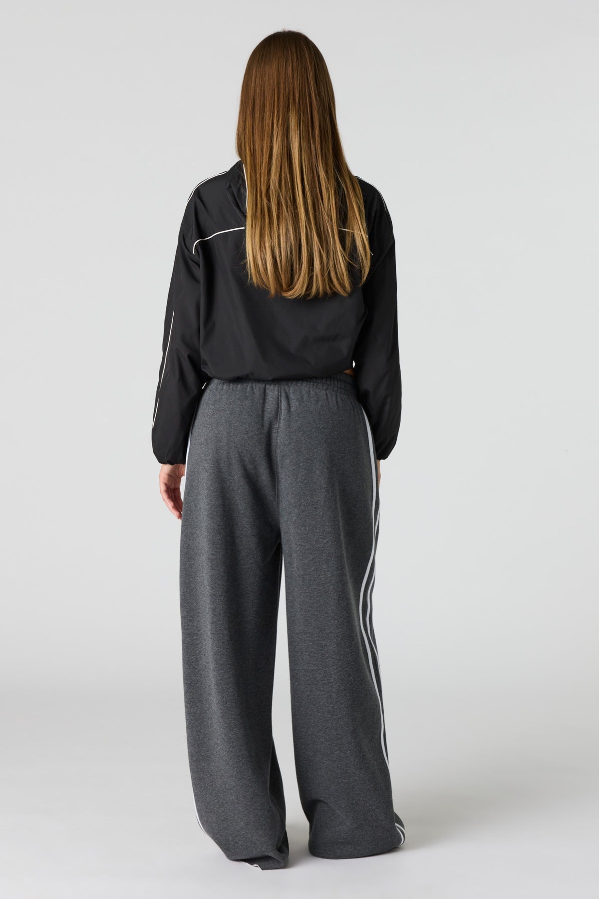 Alt View 3. Luxe Fleece Ultra Baggy Striped Sweatpant - Charcoal