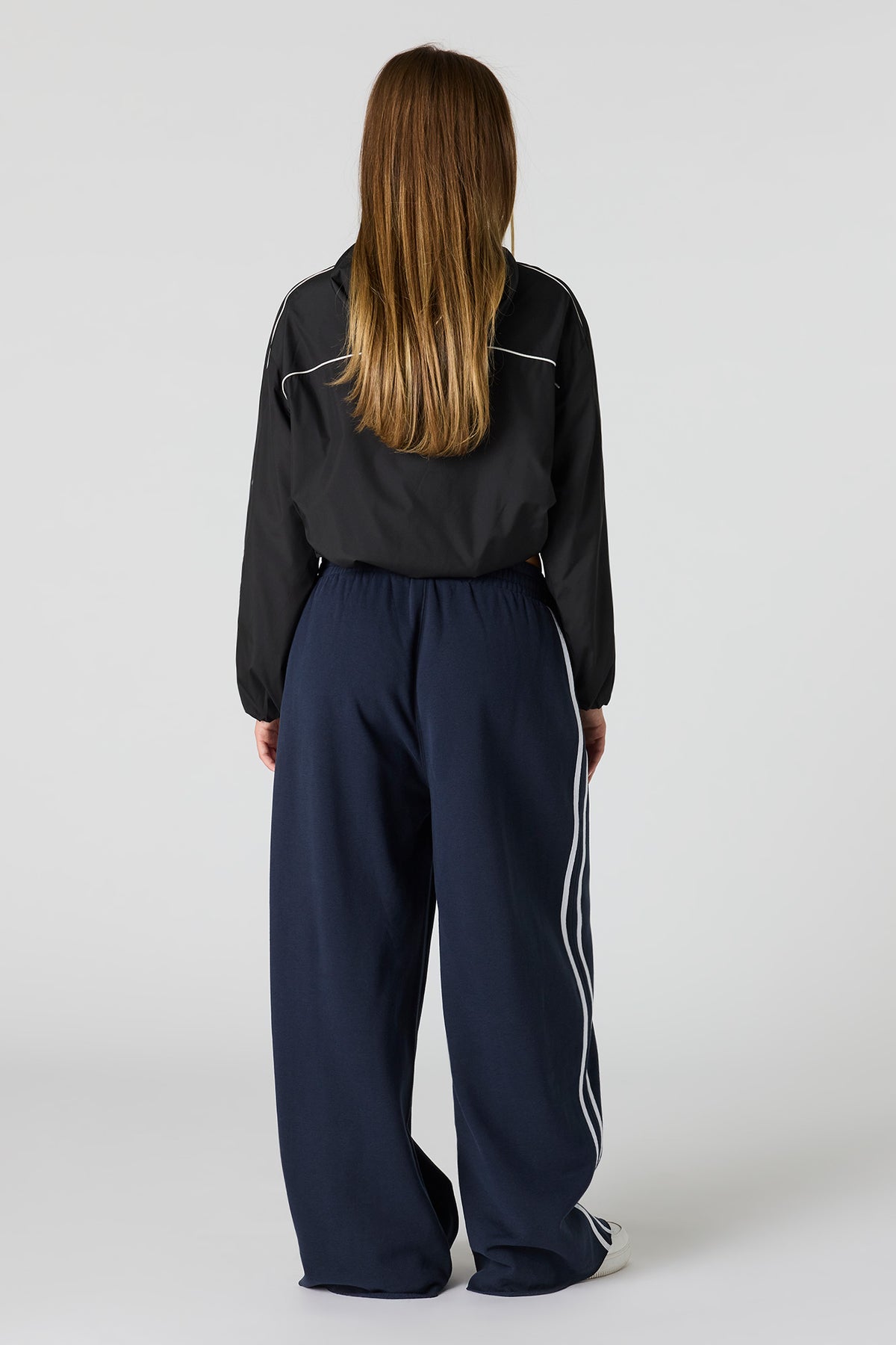 Alt View 3. Luxe Fleece Ultra Baggy Striped Sweatpant - Dark Blue