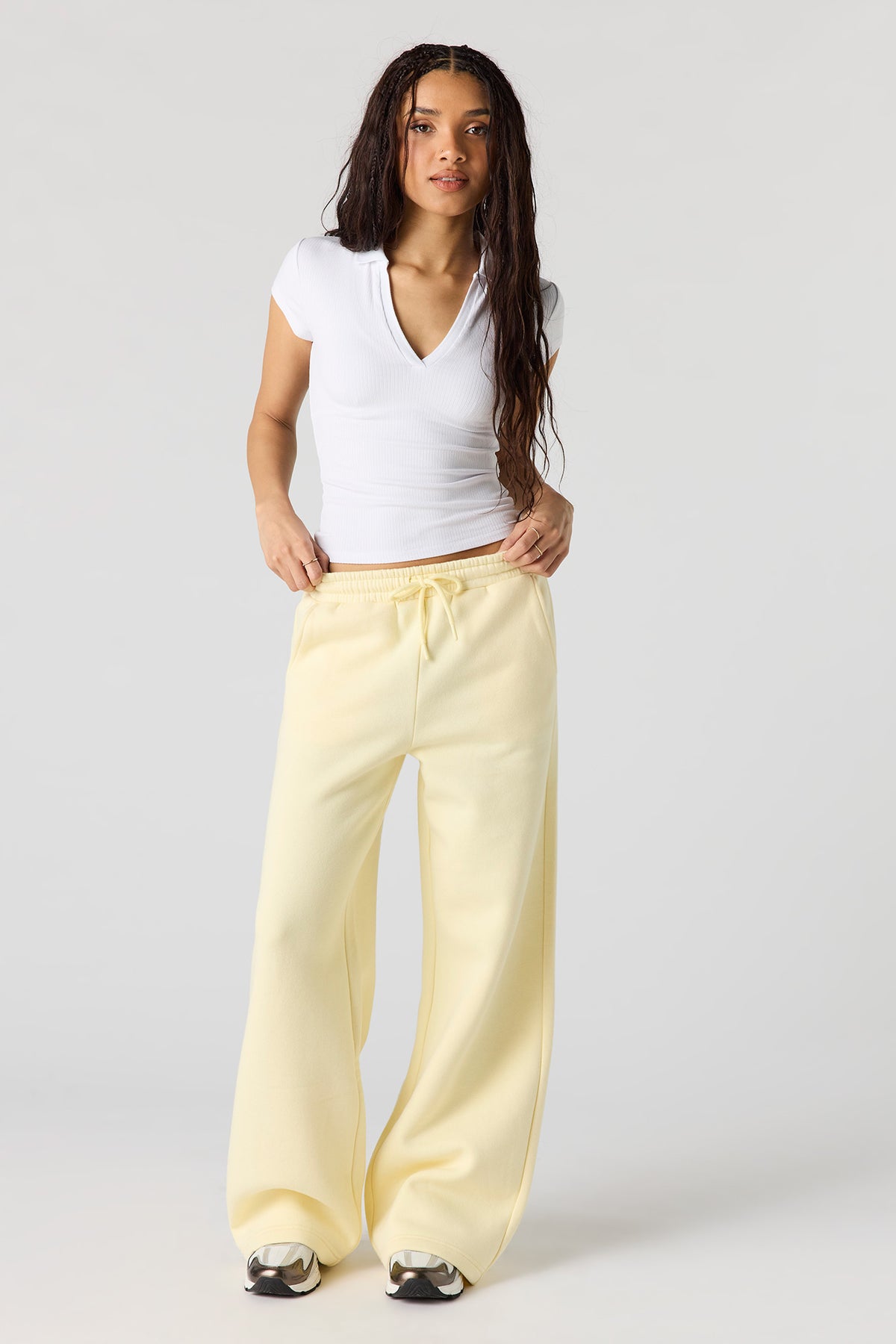 Luxe Fleece Ultra Wide Leg Sweatpant - Yellow