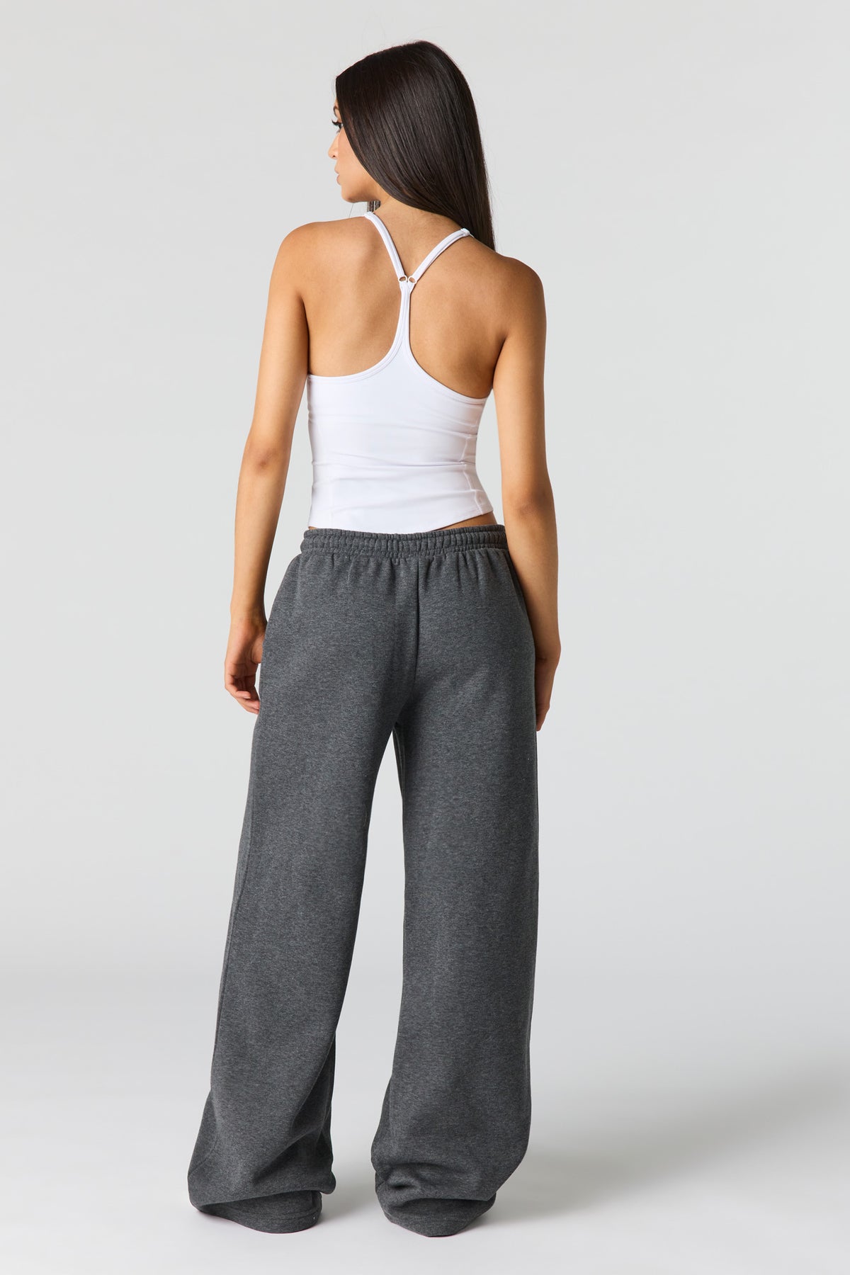 Alt View 3. Luxe Fleece Ultra Wide Leg Sweatpant - Charcoal