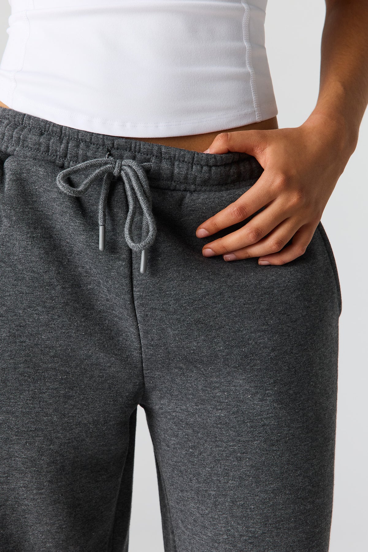 Alt View 4. Luxe Fleece Ultra Wide Leg Sweatpant - Charcoal
