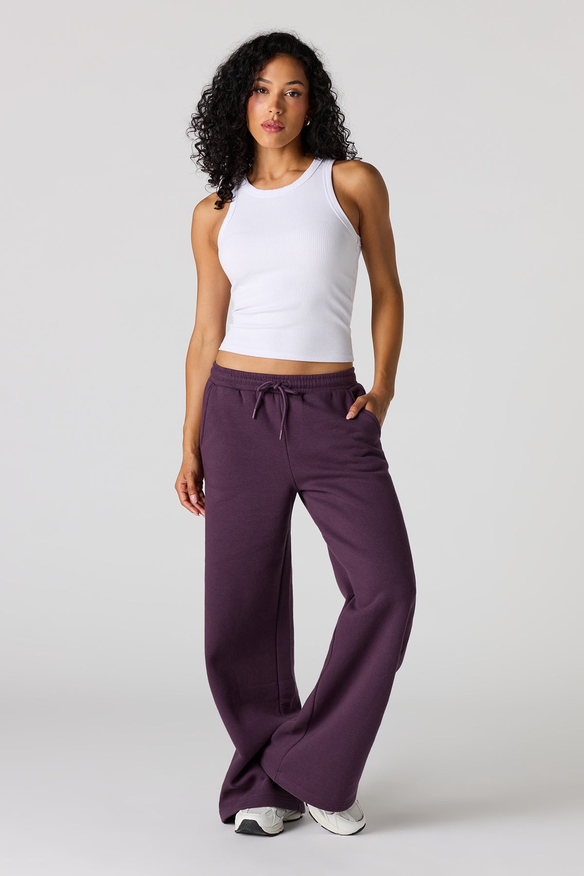 Alt View 4. Luxe Fleece Ultra Wide Leg Sweatpant - Purple