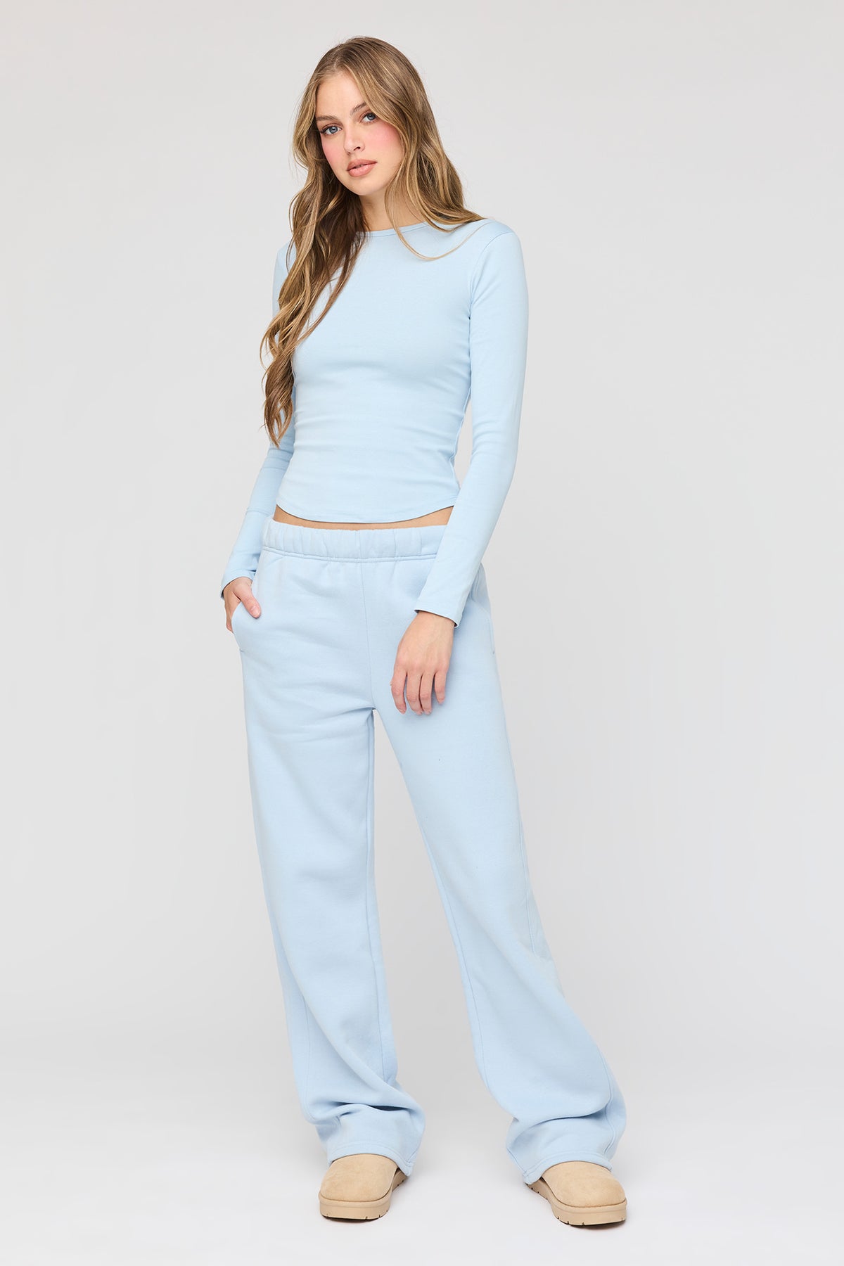 Alt View 4. Luxe Fleece Baggy Sweatpant - Light Blue