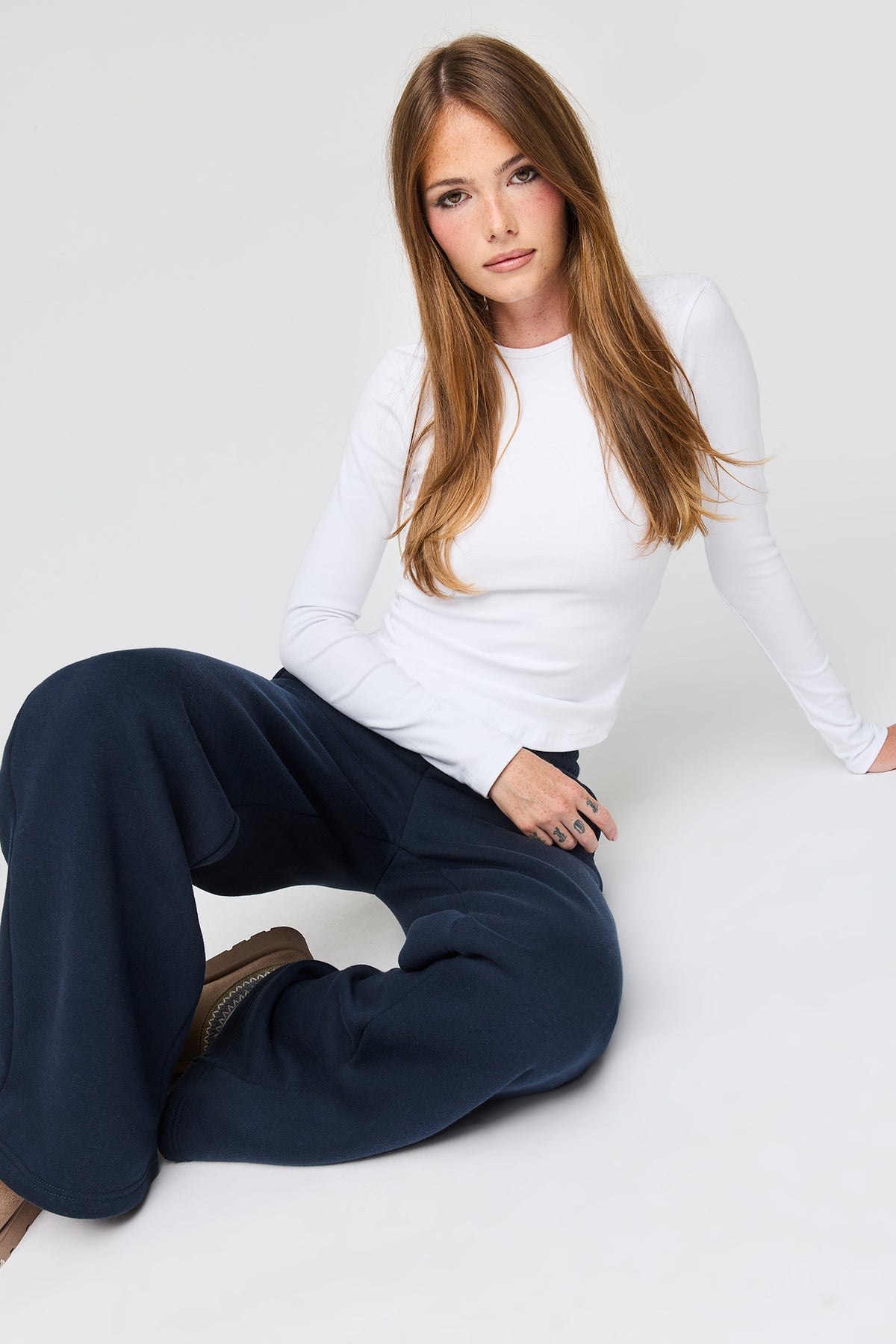 Pantalon d'entraînement à jambe ultralarge en molleton de luxe