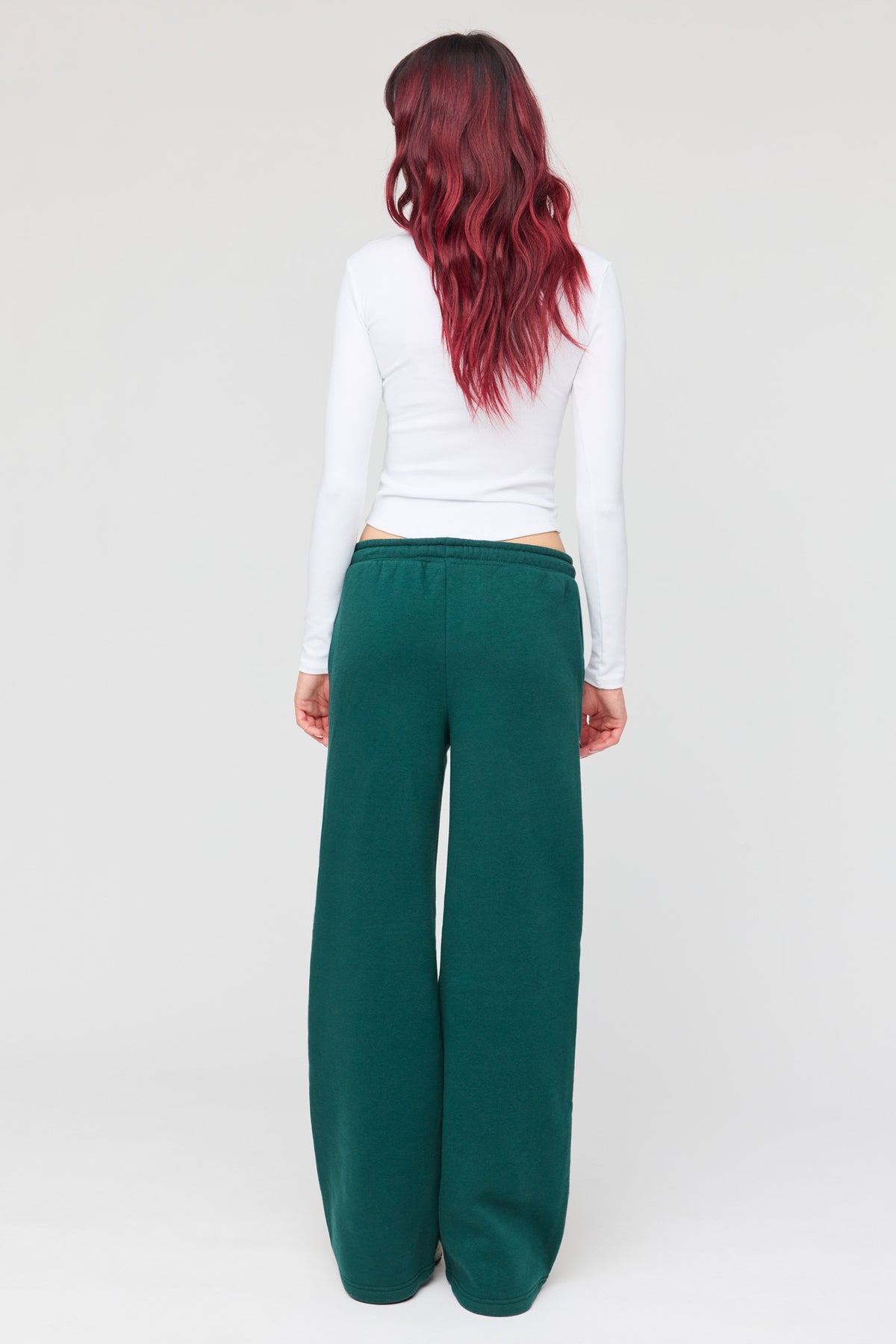 Alt View 3. Luxe Fleece Ultra-Wide Leg Sweatpant - Green
