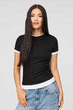 T-shirt côtelé contrastant