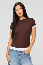 T-shirt côtelé contrastant