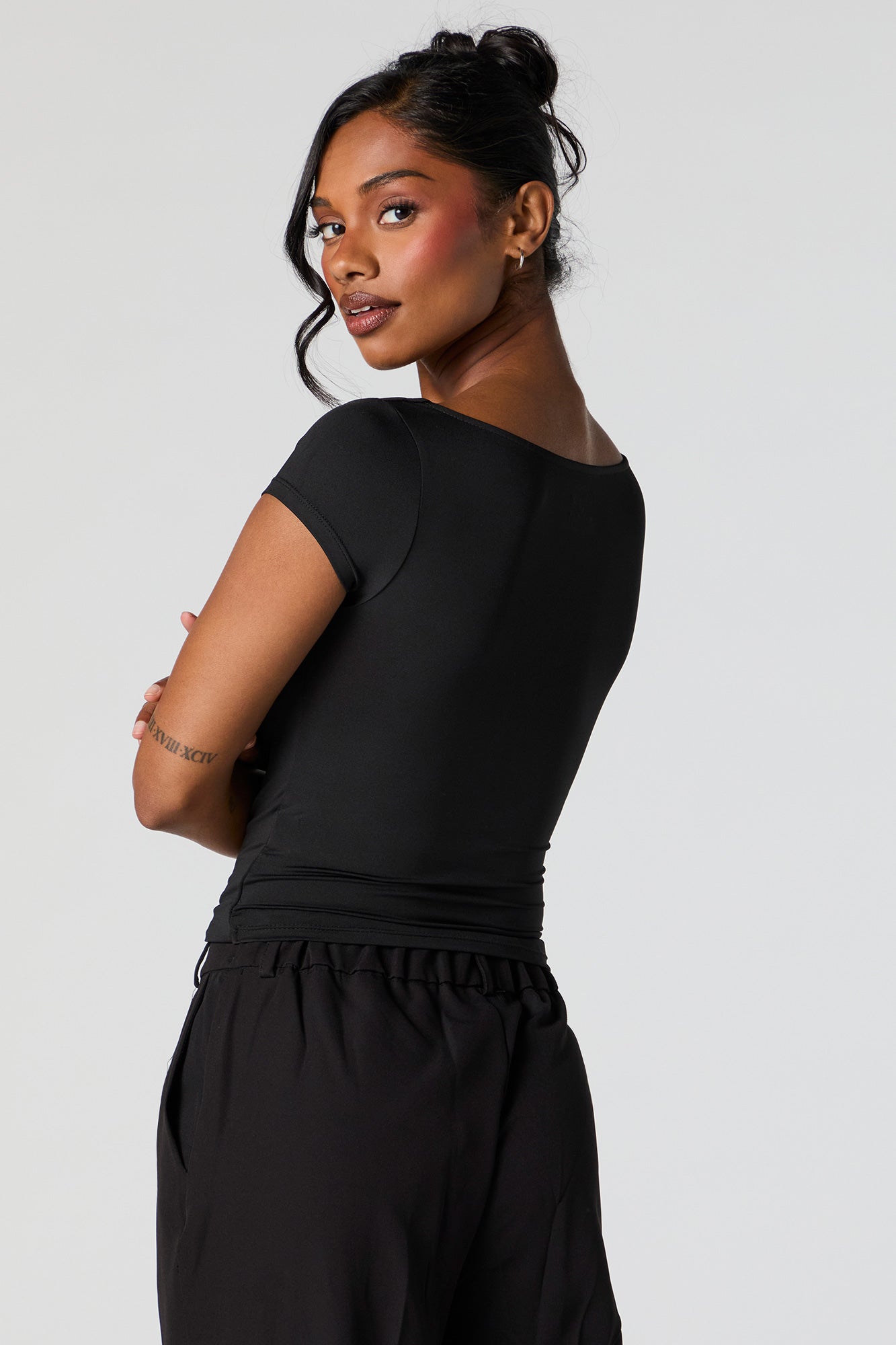 Contour Cowl Neck Short Sleeve Top