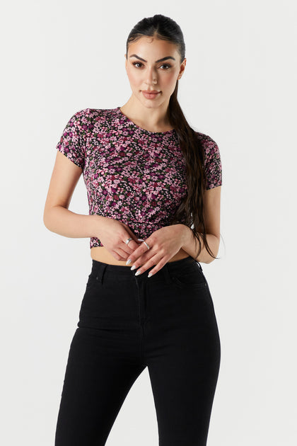 Floral Print Knotted Skimmer Top
