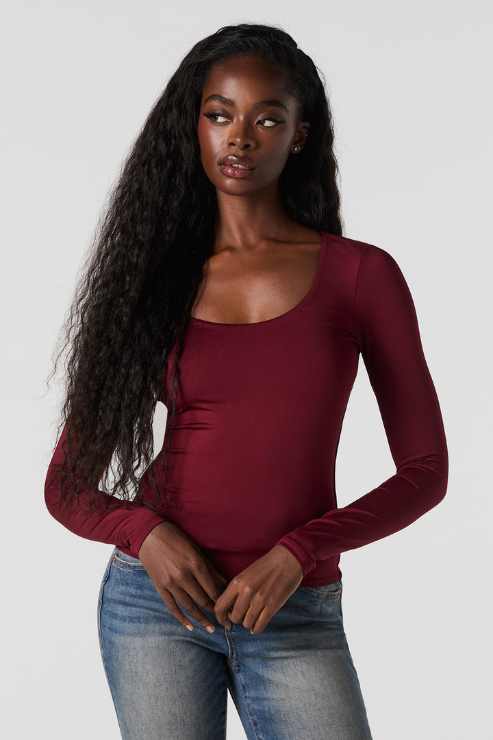 Contour Scoop Neck Long Sleeve Top