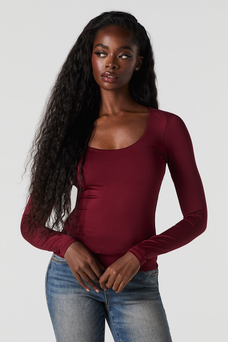 Contour Scoop Neck Long Sleeve Top