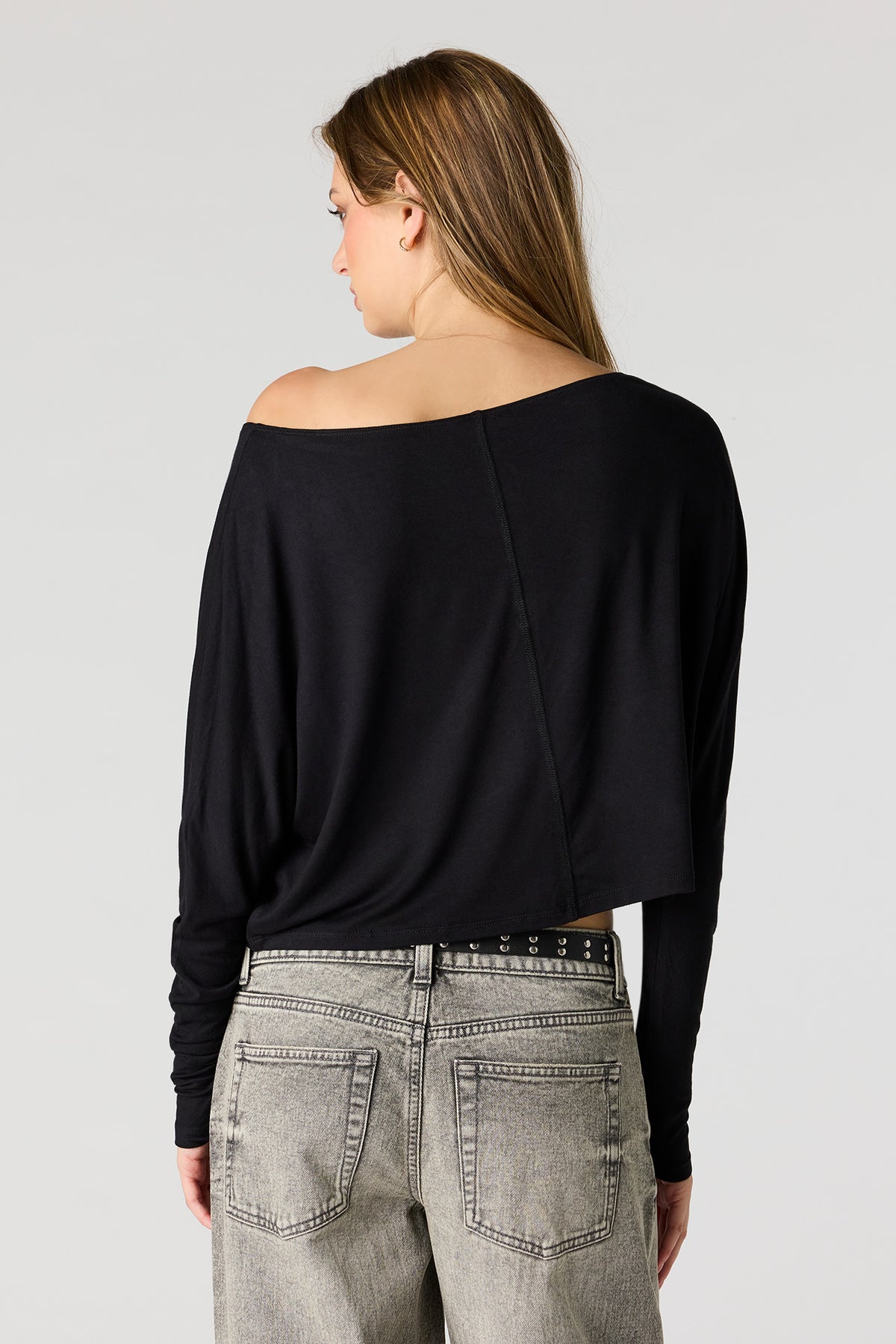 Alt View 2. Dolman Long Sleeve Top - Black