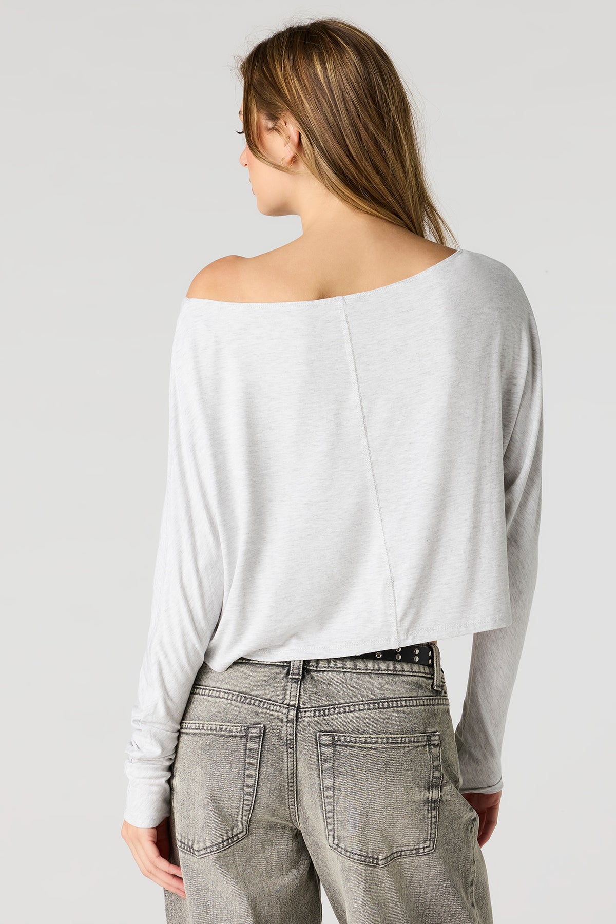 Alt View 2. Dolman Long Sleeve Top - Heather Grey