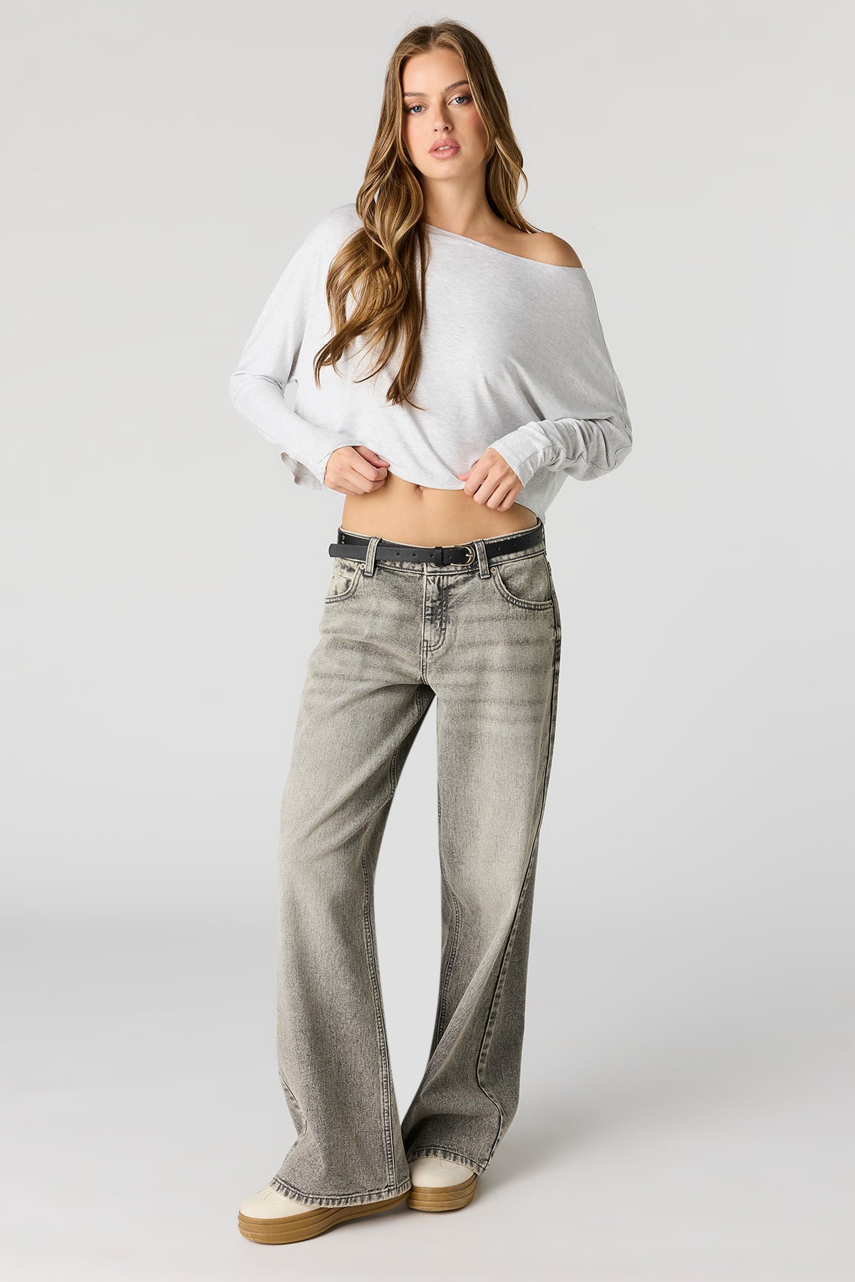 Alt View 3. Dolman Long Sleeve Top - Heather Grey