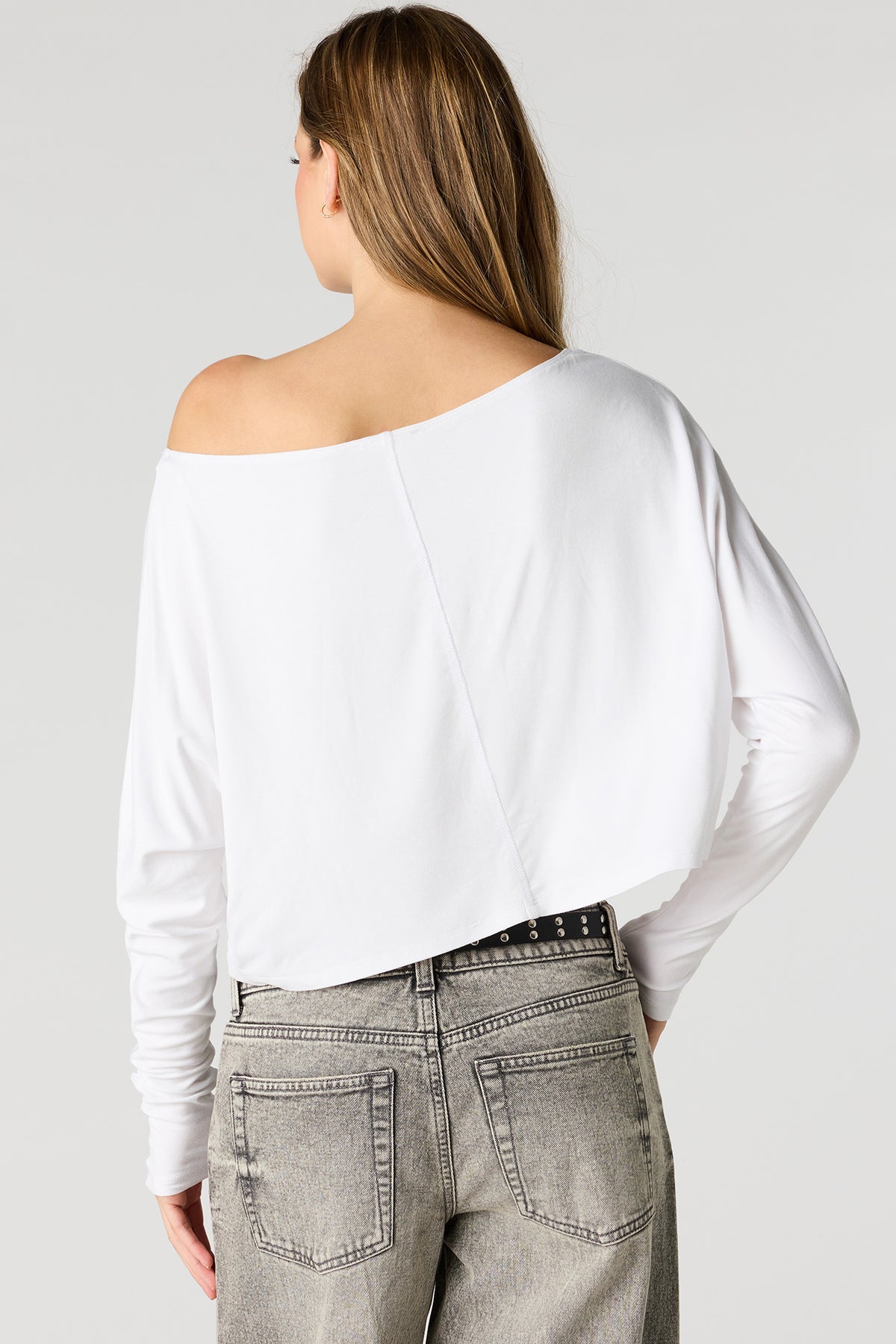 Alt View 2. Dolman Long Sleeve Top - White