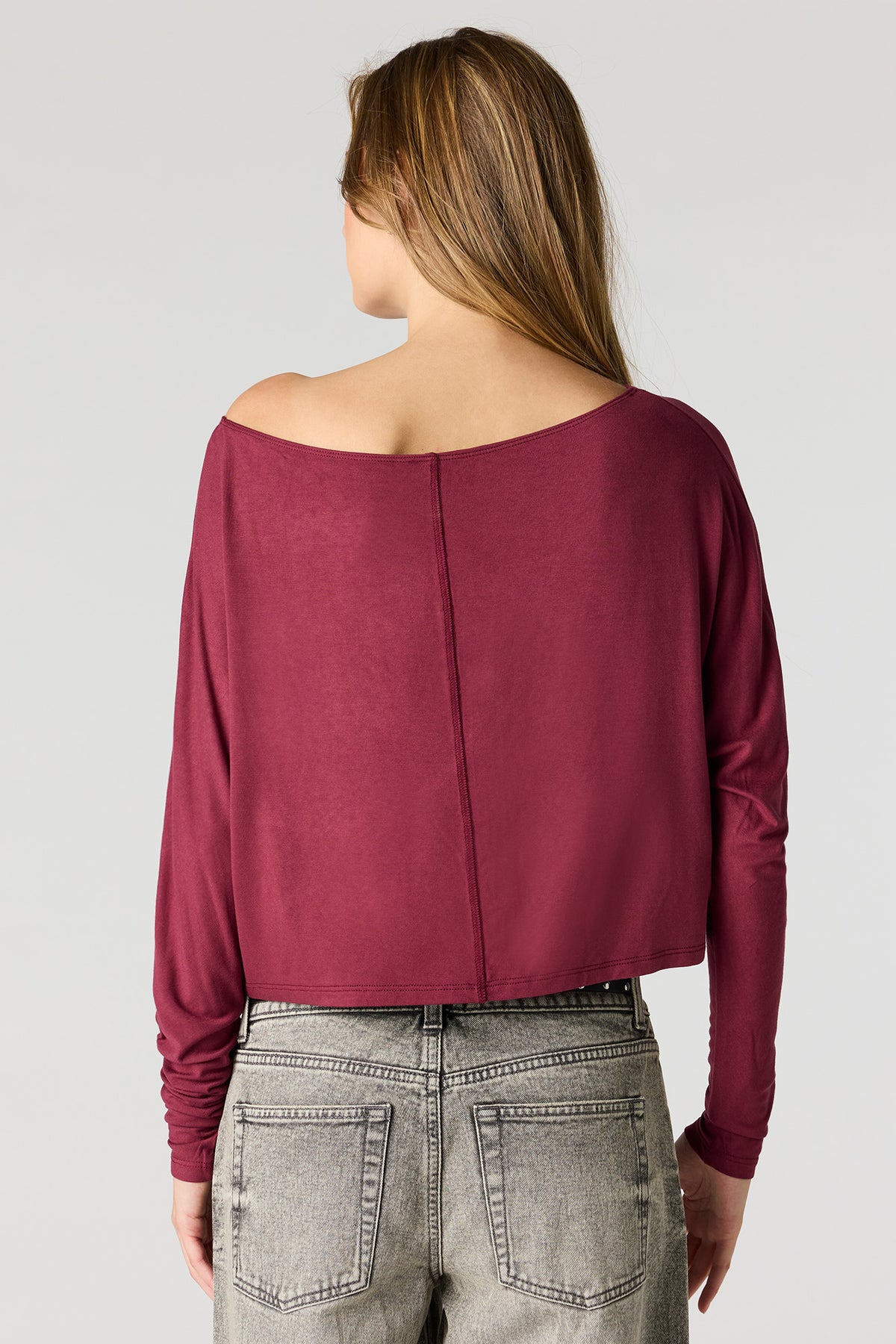 Alt View 2. Dolman Long Sleeve Top - Burgundy