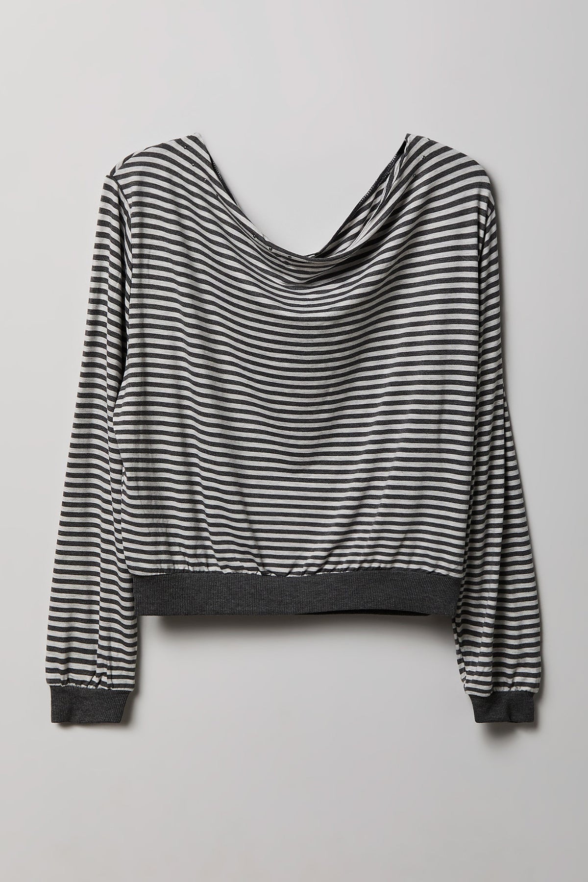 Studded Off Shoulder Top - Black with White