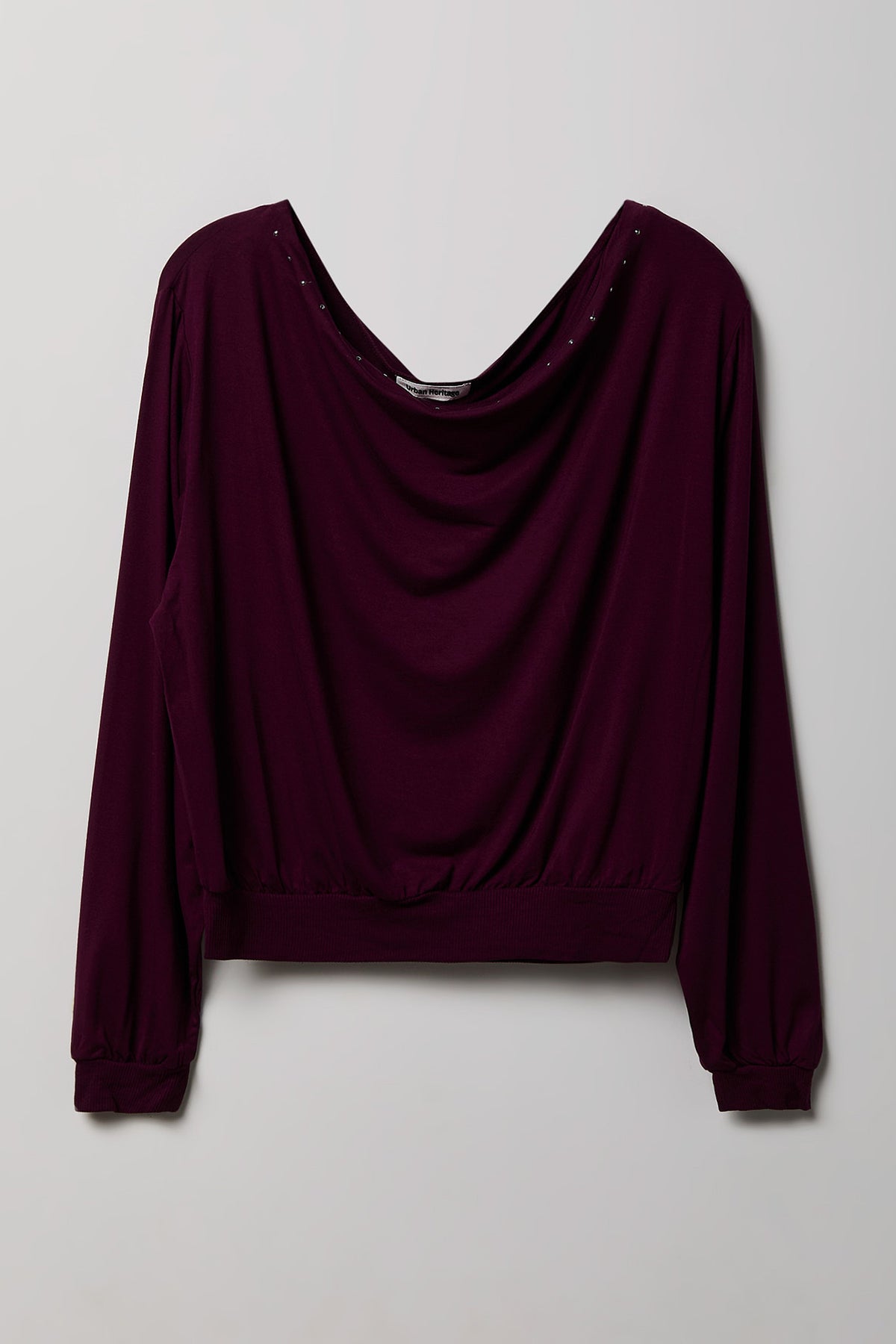 Studded Off Shoulder Top - Burgundy