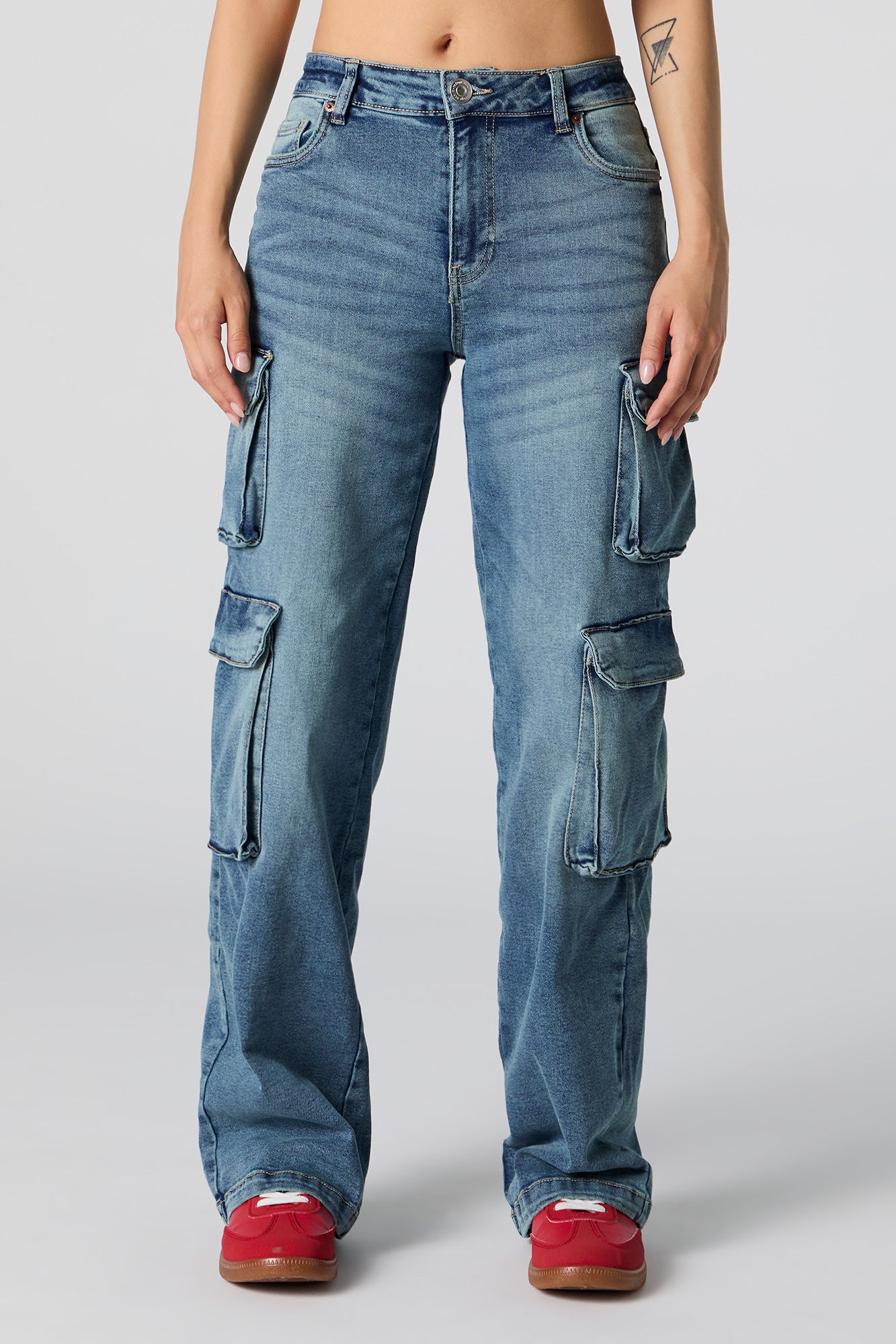 Pantalon cargo mi-taille avec quatre poches