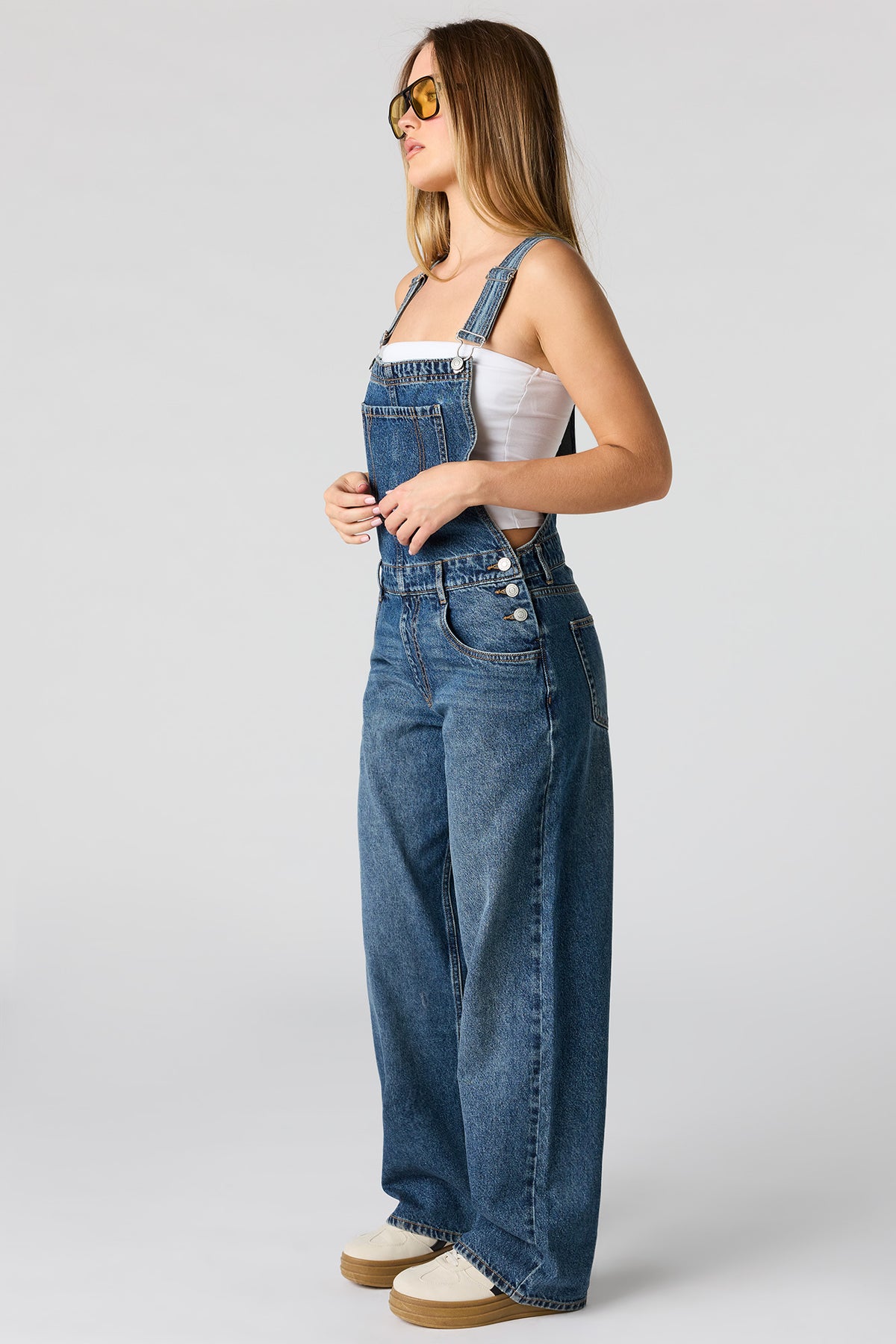 Alt View 2. Straight Denim Overall - Denim Blue