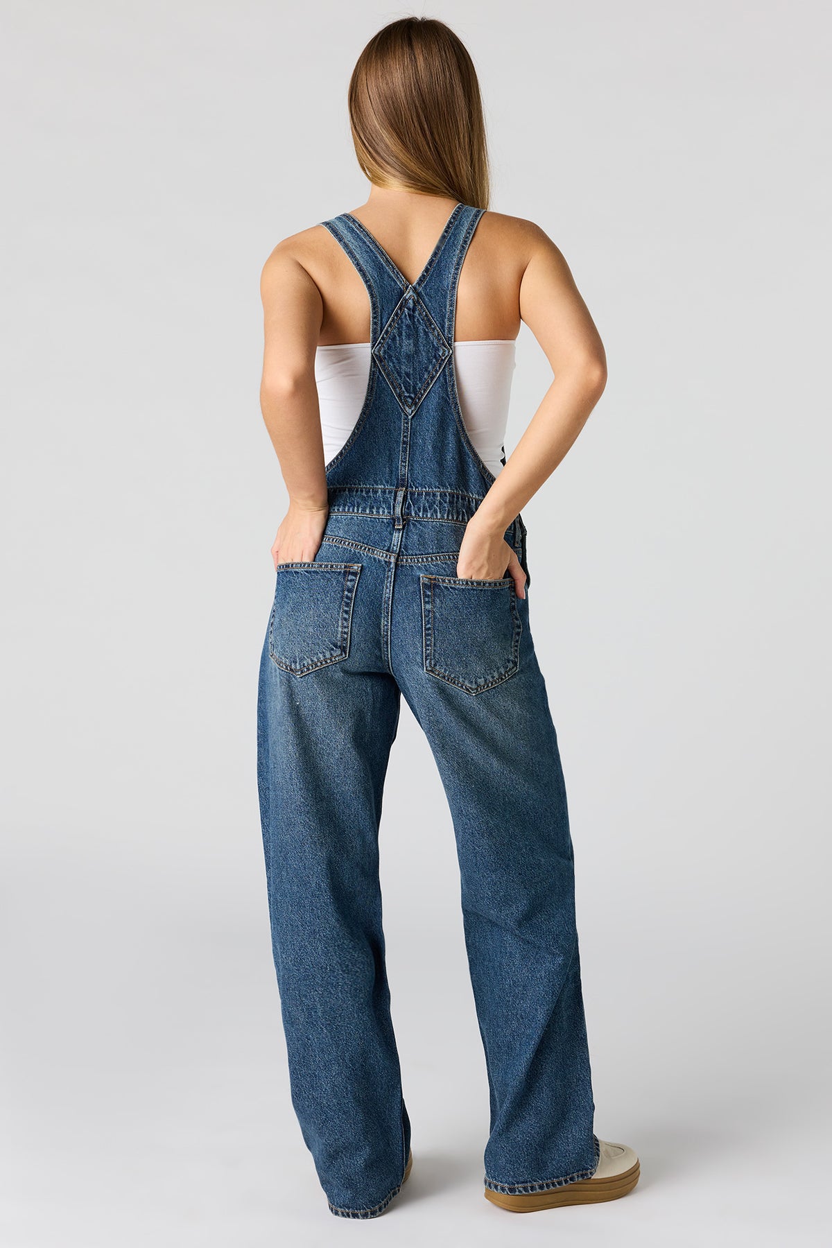 Alt View 3. Straight Denim Overall - Denim Blue