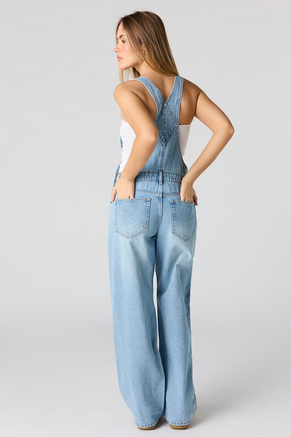 Alt View 3. Straight Denim Overall - Medium Blue