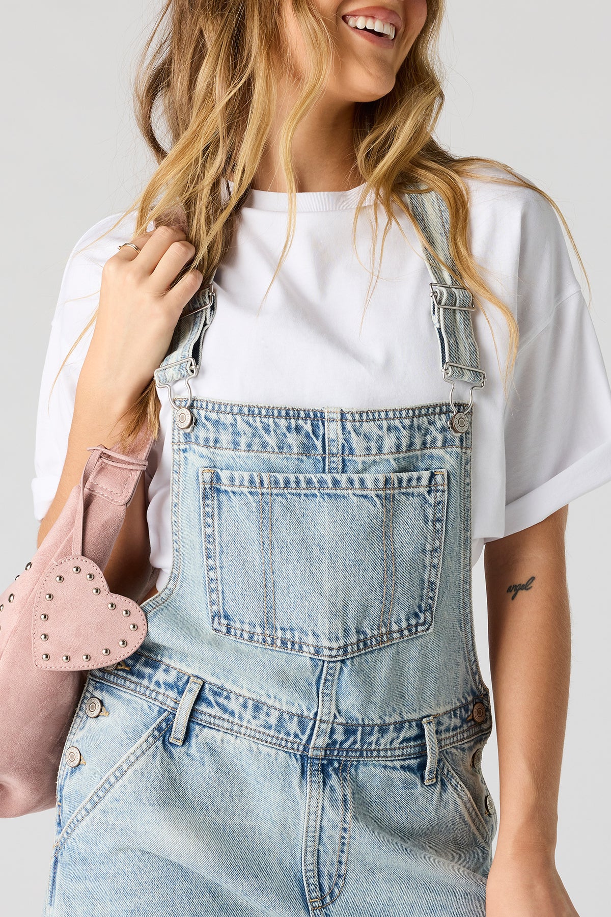 Alt View 4. Wide Leg Denim Overall - Light Denim Blue
