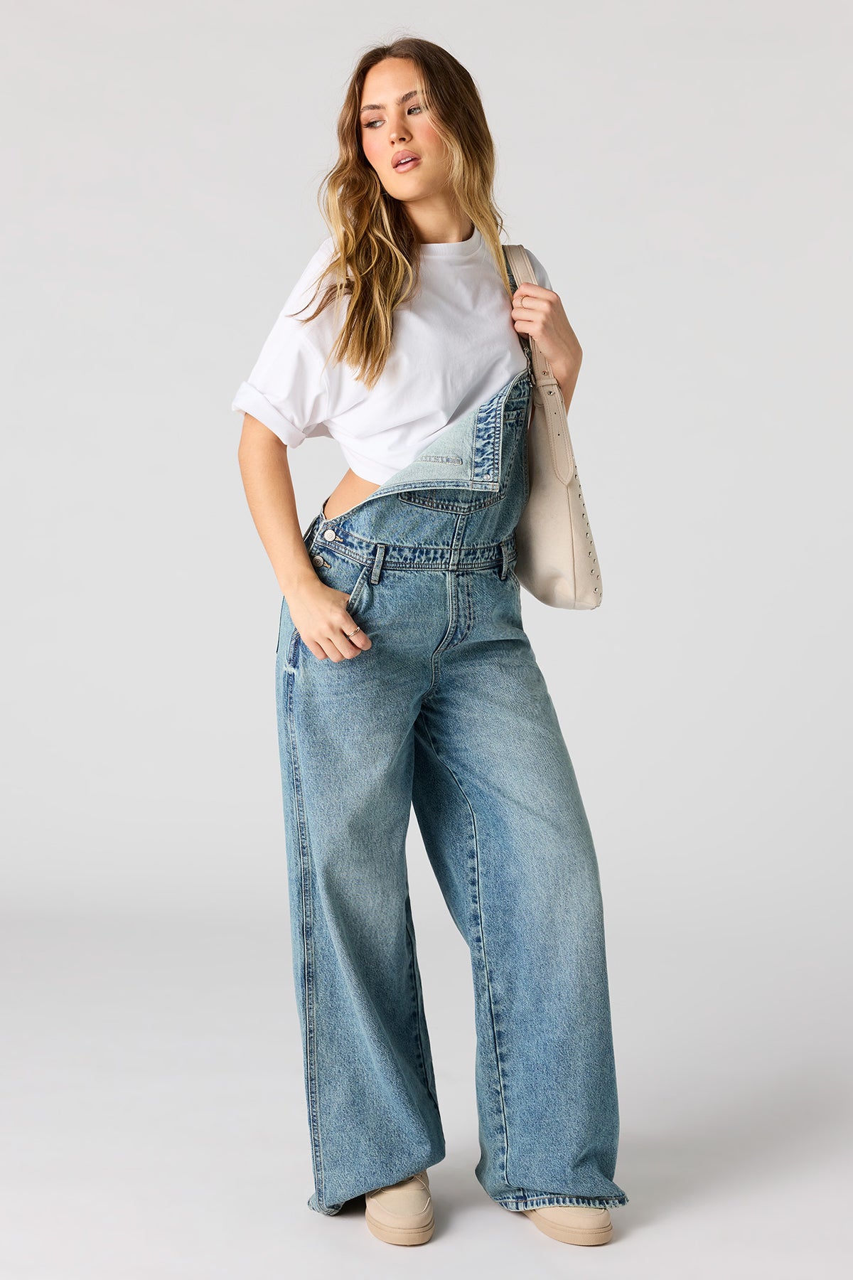 Wide Leg Denim Overall - Pacific Blue