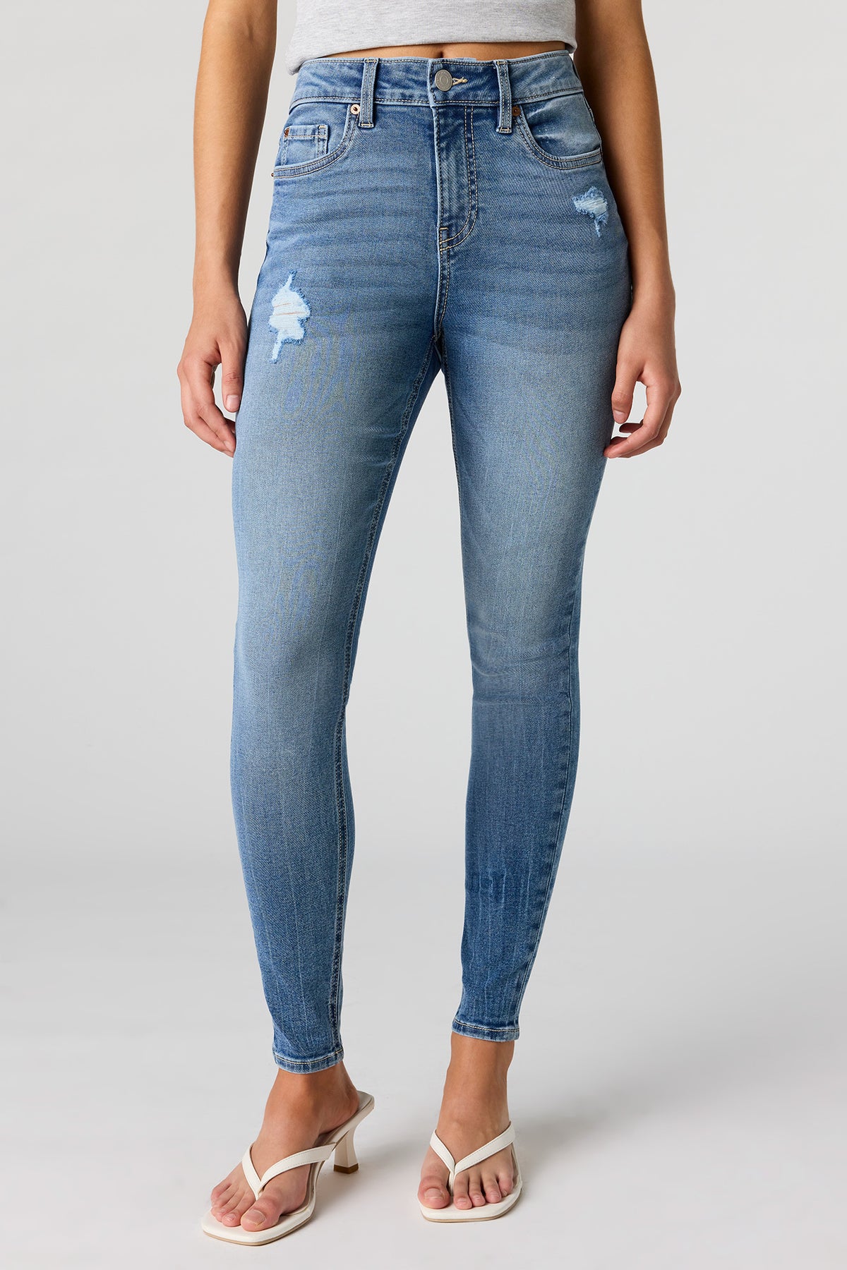 Alt View 2. Stretch High Rise Skinny Jean - Medium Blue