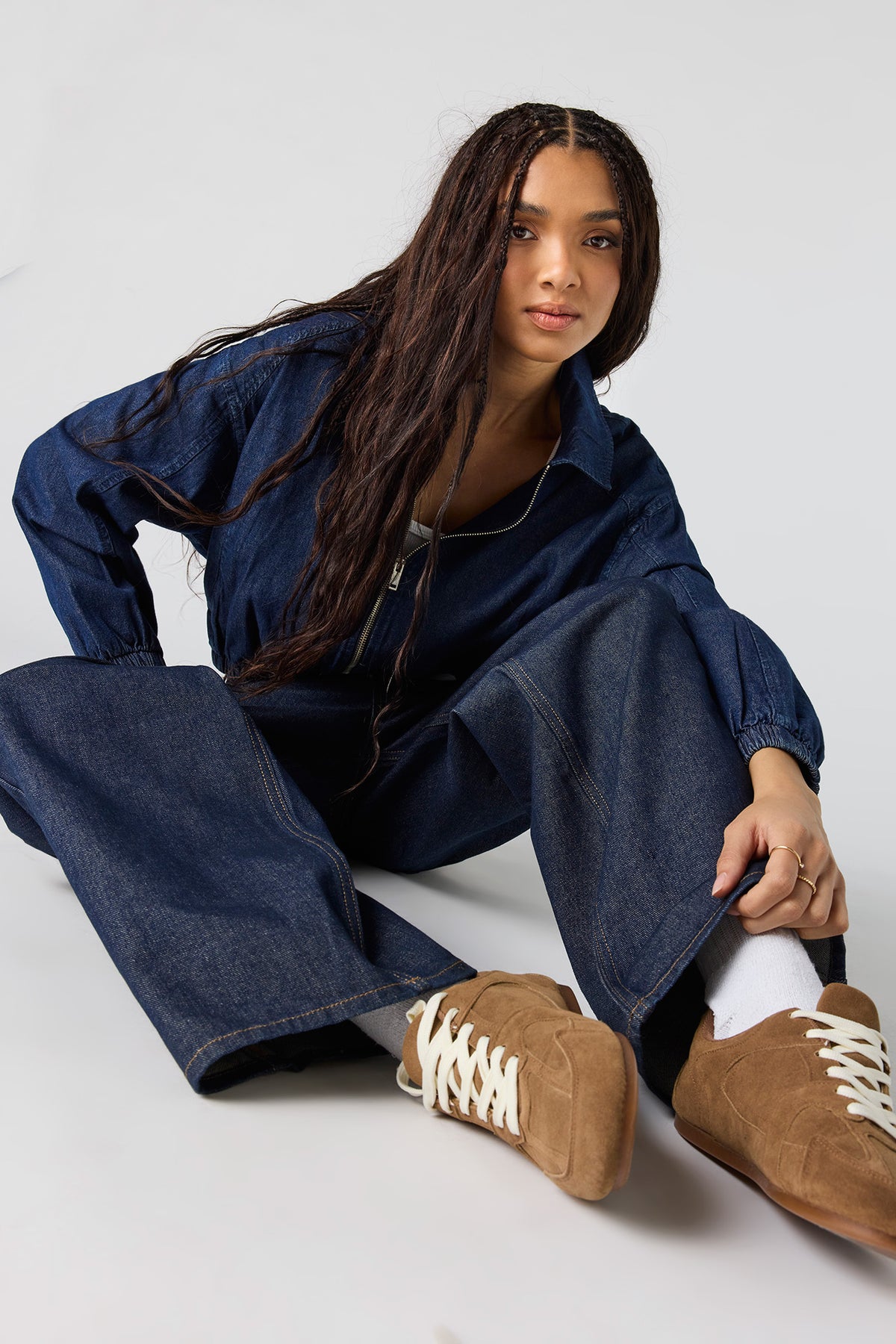 Low Rise Mega Baggy Embroidered Jean - Rinse Denim