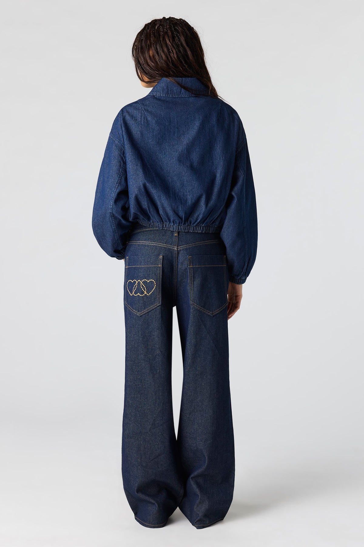 Alt View 3. Low Rise Mega Baggy Embroidered Jean - Rinse Denim