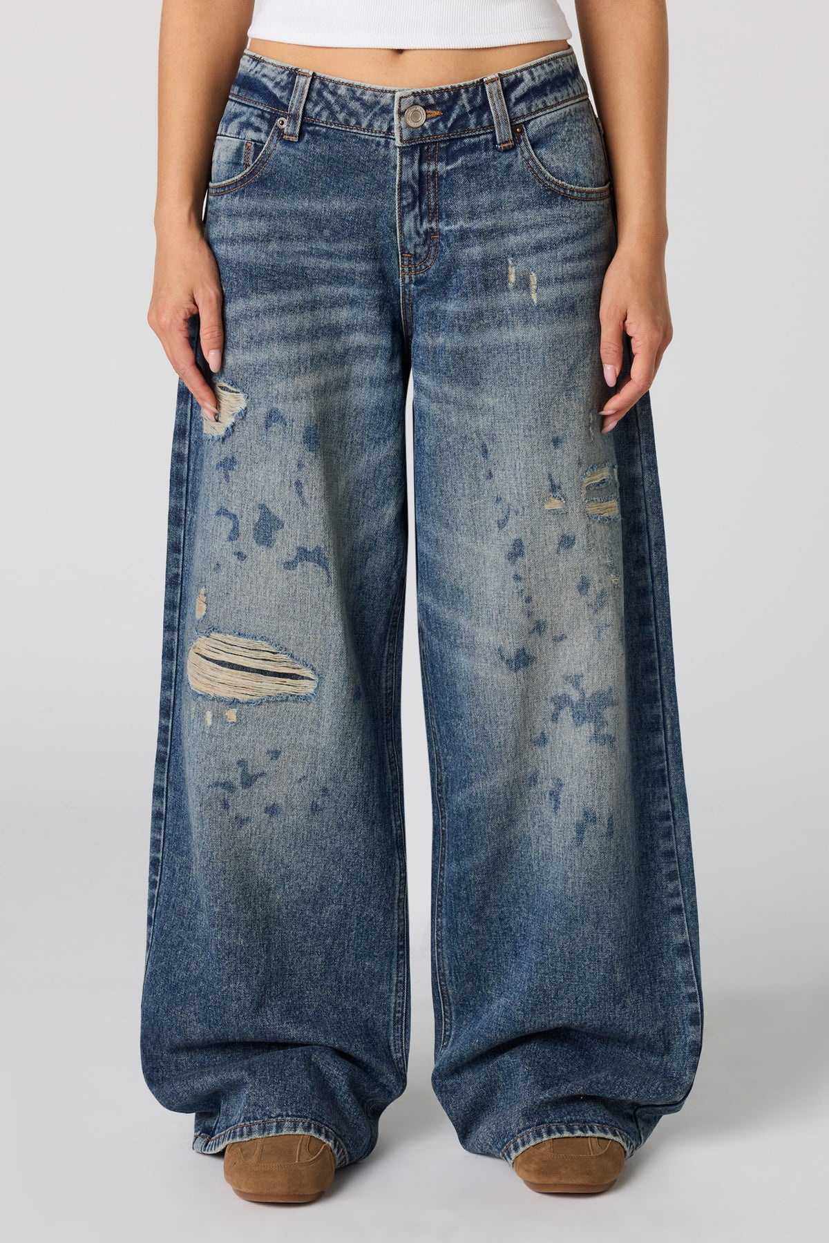 Alt View 2. Low Rise Ripped Super Baggy Jean - Midnight Blue