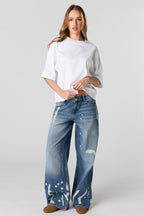 Low Rise Paint Splatter Baggy Jean