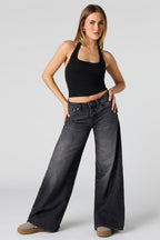 Jean à jambe super large et taille basse
