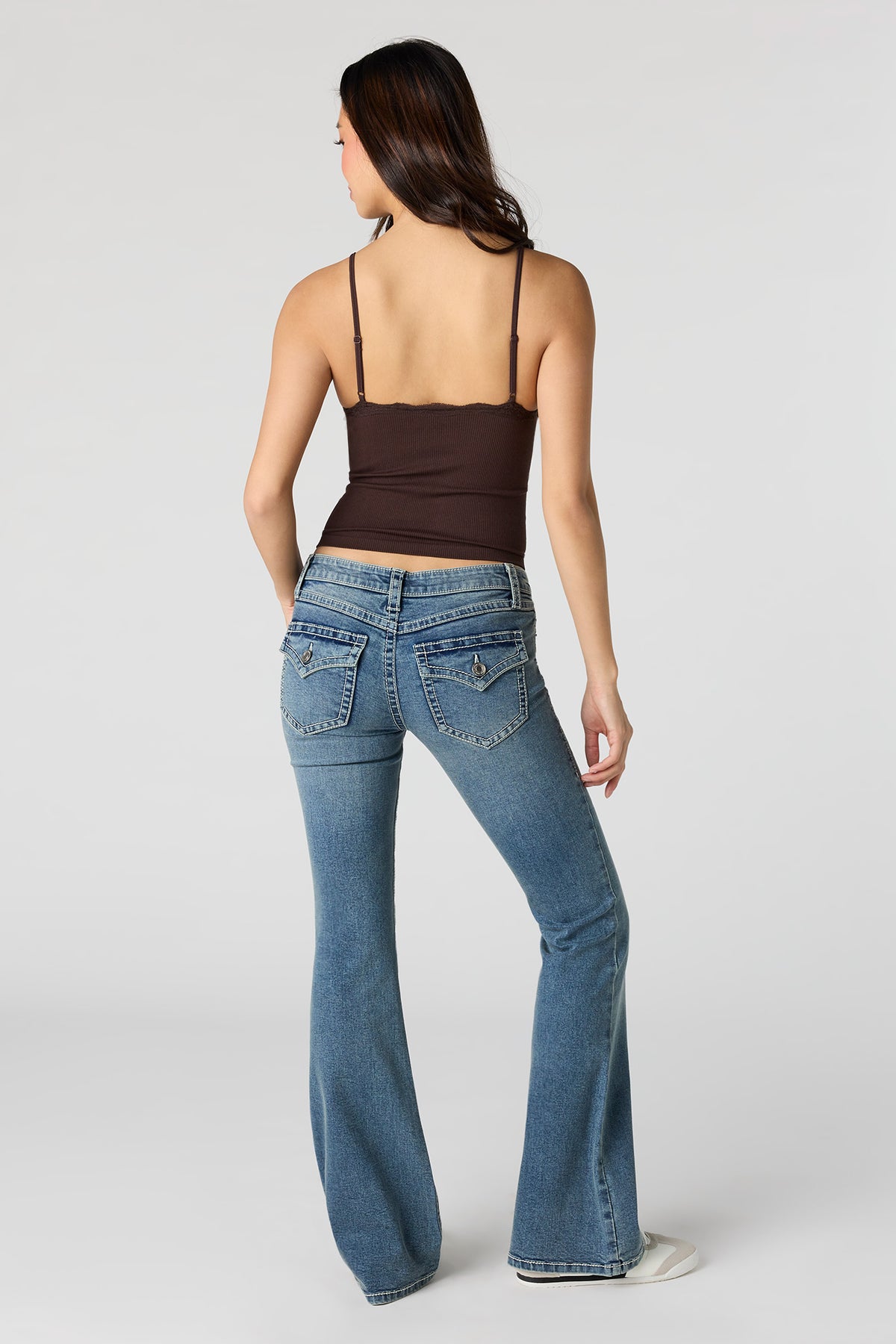 Alt View 3. Stretch Low Rise Flare Jean - Midnight Blue