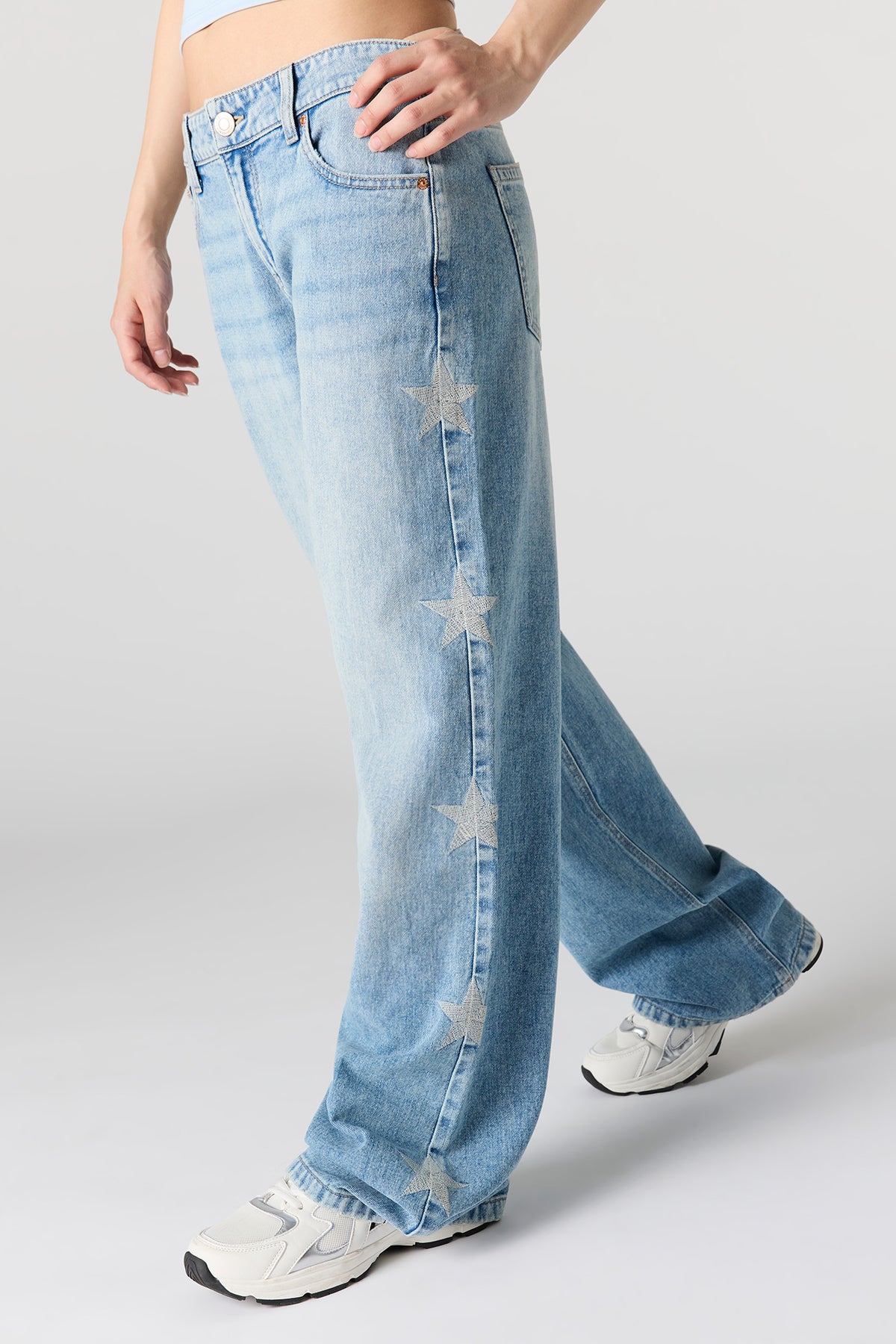 Vue alternative 2. Jen baggy Brooklyn à taille basse avec motif d'étoile 