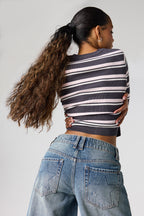 Low Rise Embossed Super Wide Leg Jean