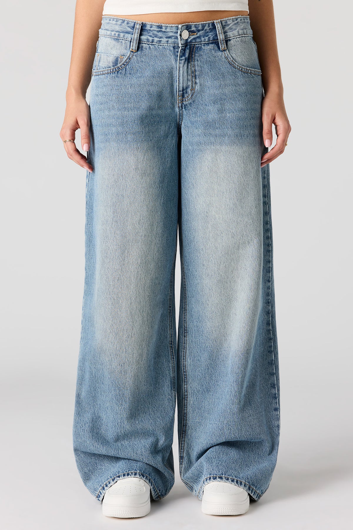 Alt View 2. London Low Rise Studded Super Baggy Jean - Pacific Blue