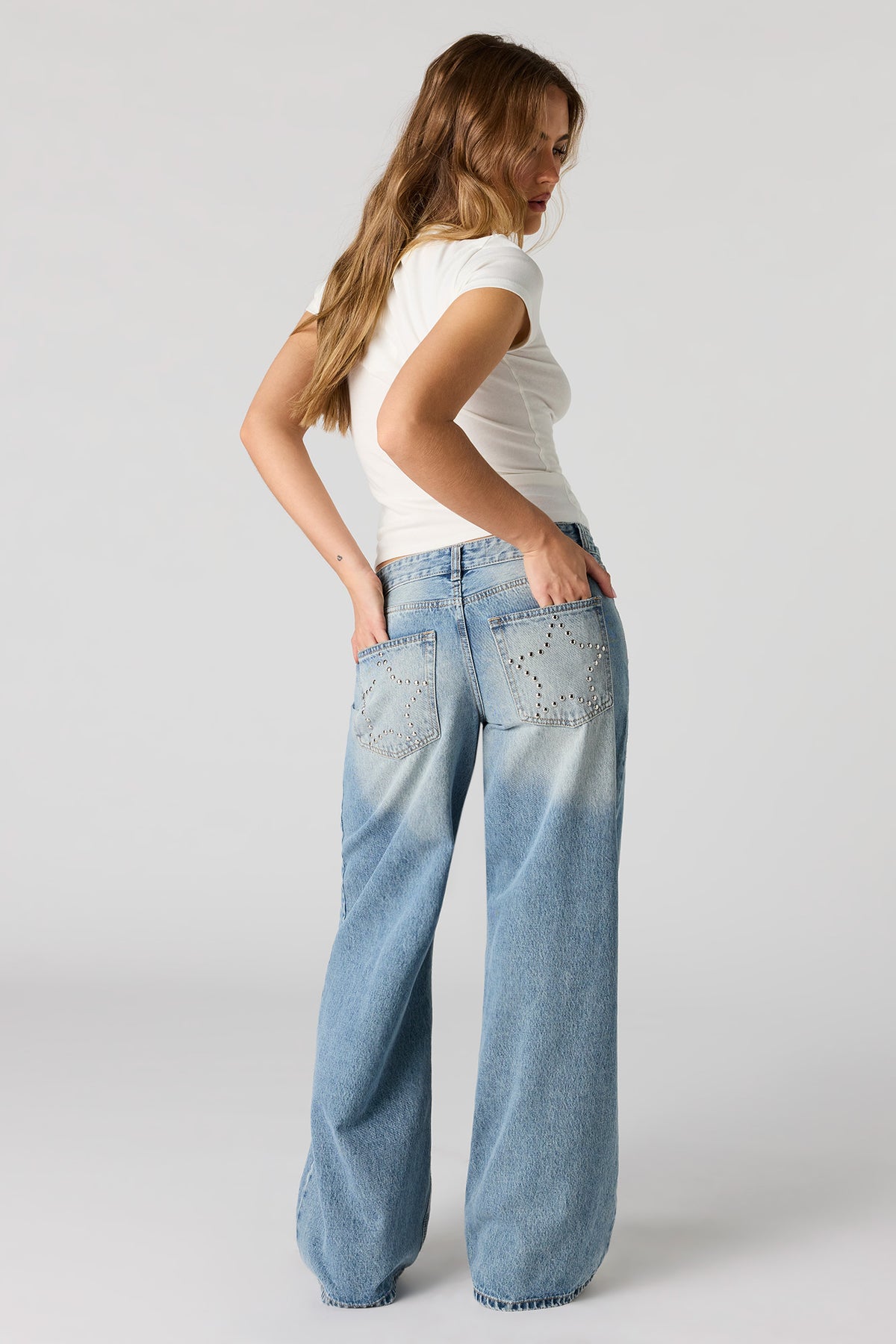 London Low Rise Studded Super Baggy Jean - Pacific Blue