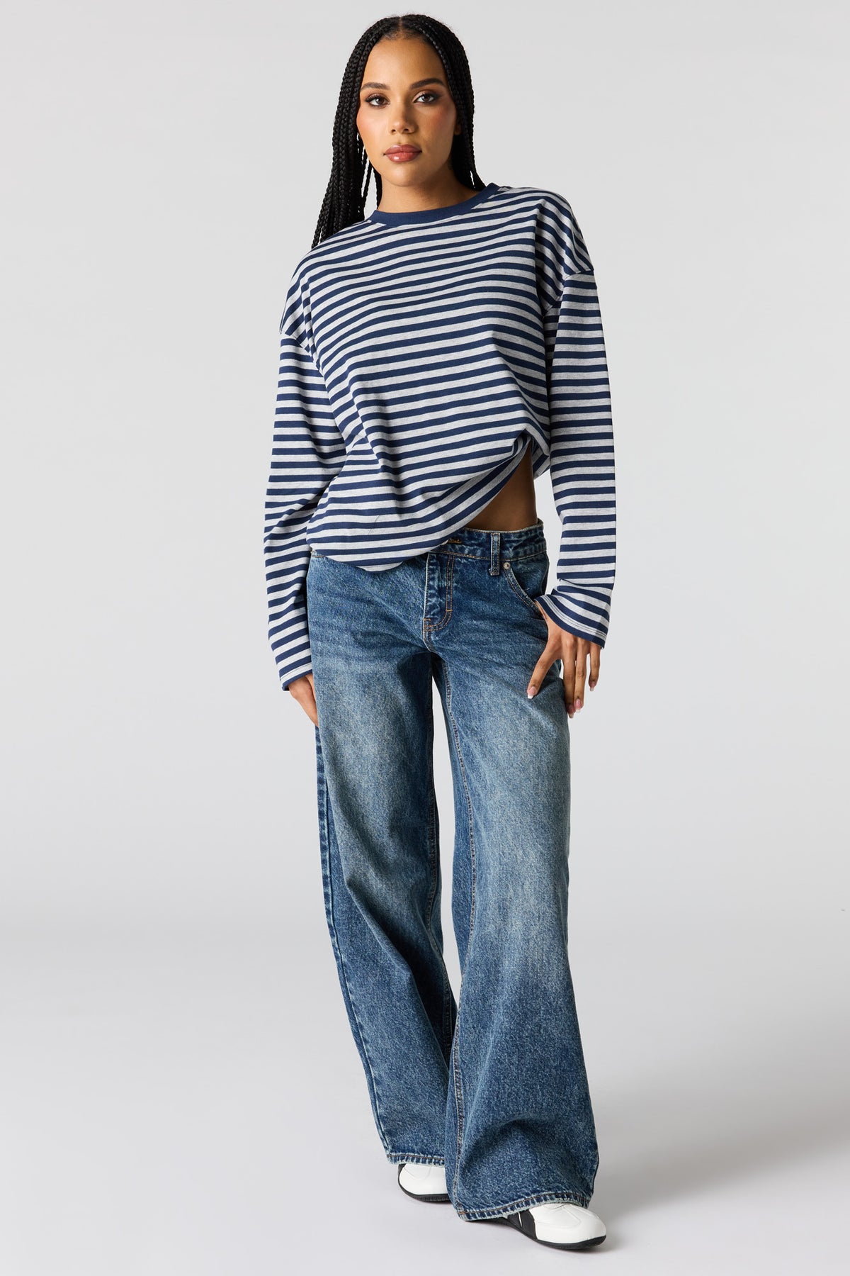 London Low Rise Printed Super Baggy Jean - Midnight Blue