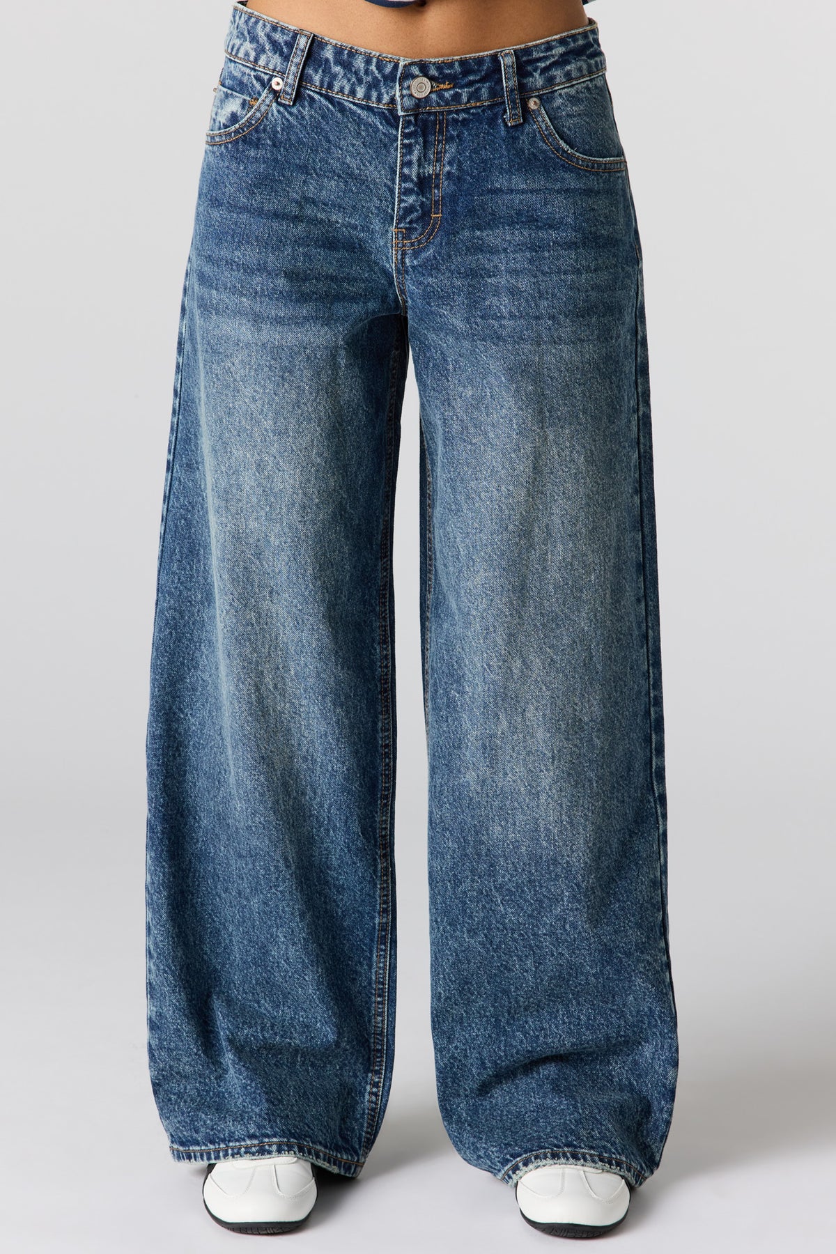 Alt View 2. London Low Rise Printed Super Baggy Jean - Midnight Blue
