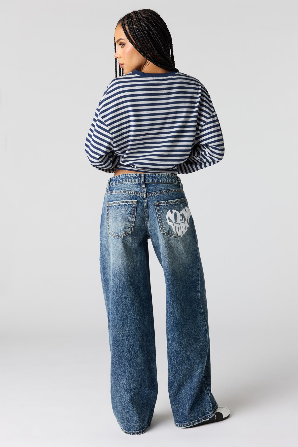 Alt View 3. London Low Rise Printed Super Baggy Jean - Midnight Blue
