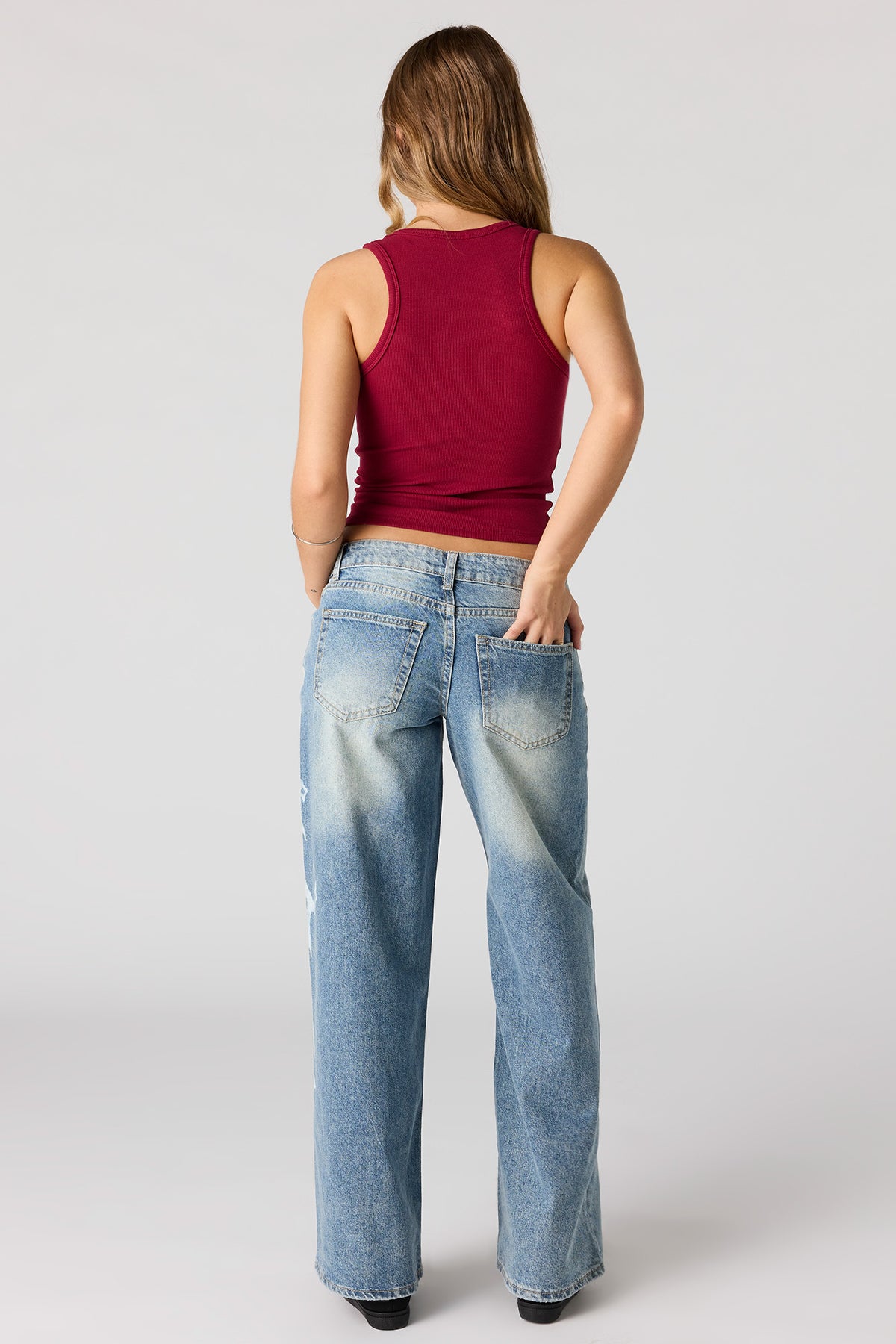 Alt View 3. London Low Rise Printed Super Baggy Jean - Pacific Blue