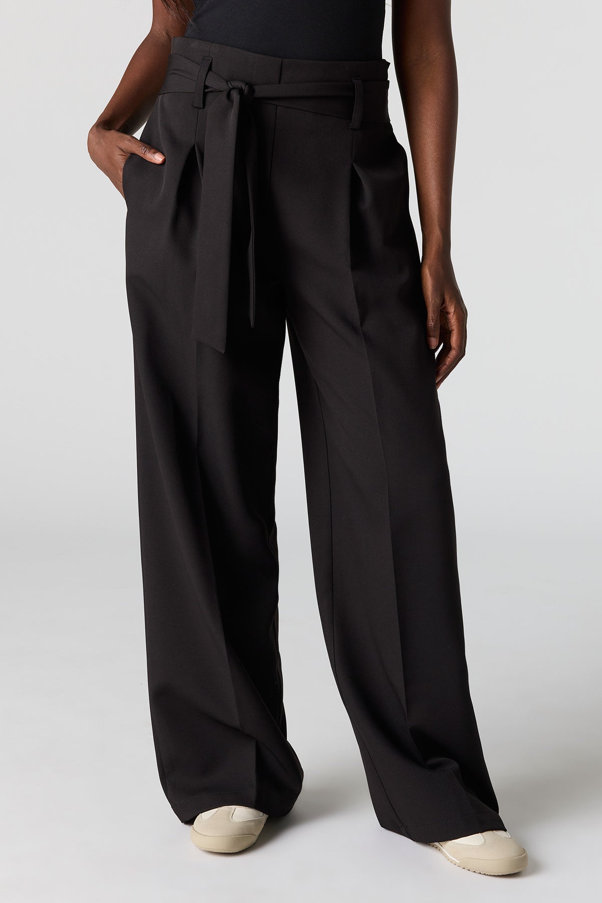 Alt View 2. Belted Wide Leg Dress Pant - Black