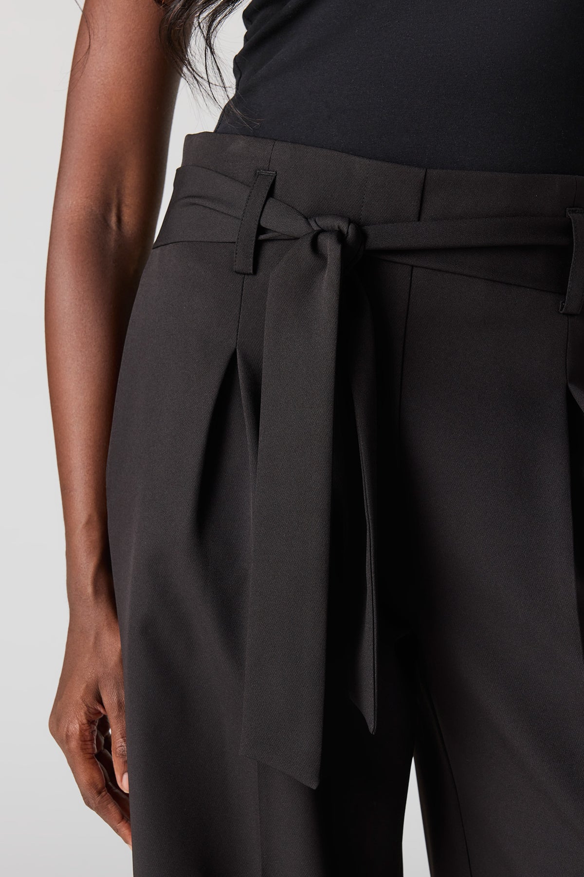 Alt View 4. Belted Wide Leg Dress Pant - Black