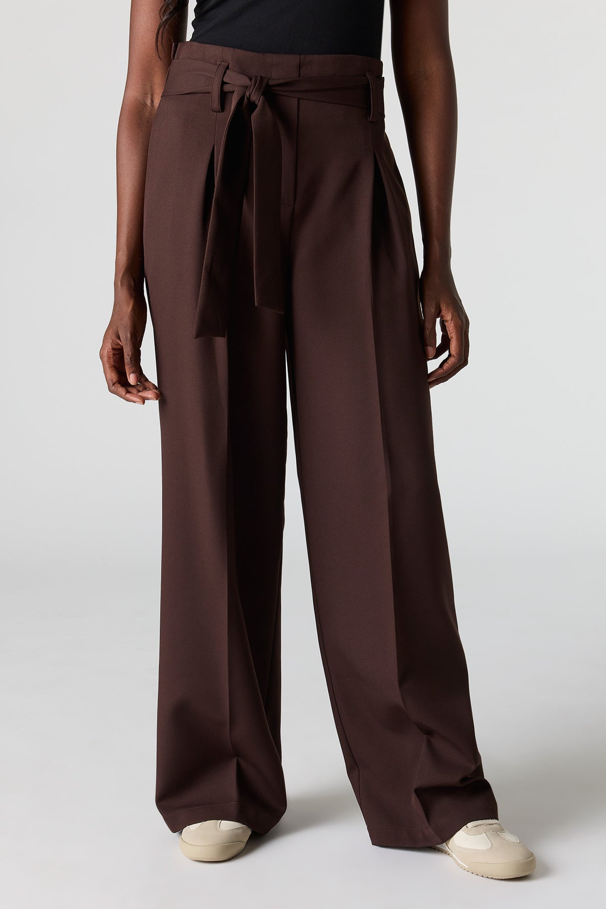 Alt View 2. Belted Wide Leg Dress Pant - Brown