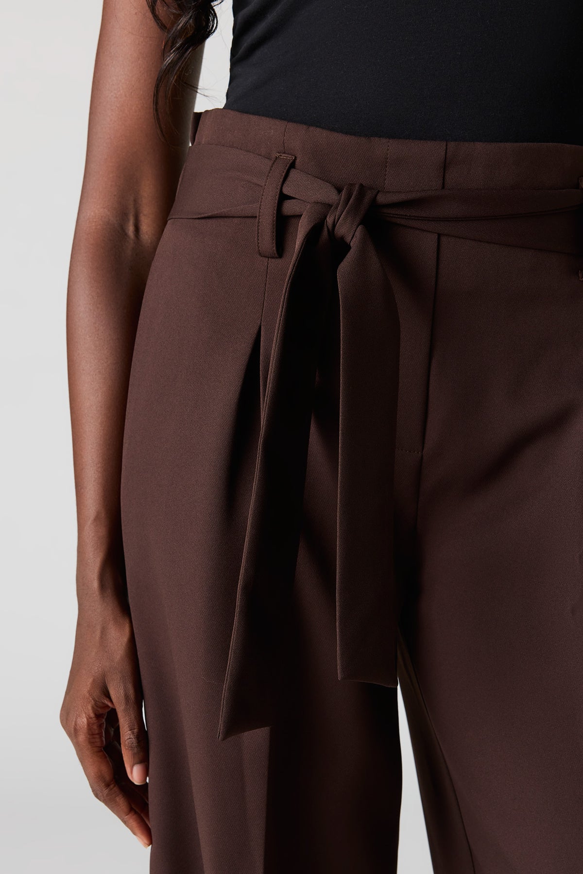 Alt View 4. Belted Wide Leg Dress Pant - Brown