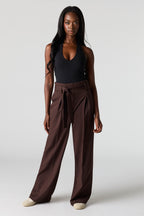 Belted Wide Leg Dress Pant